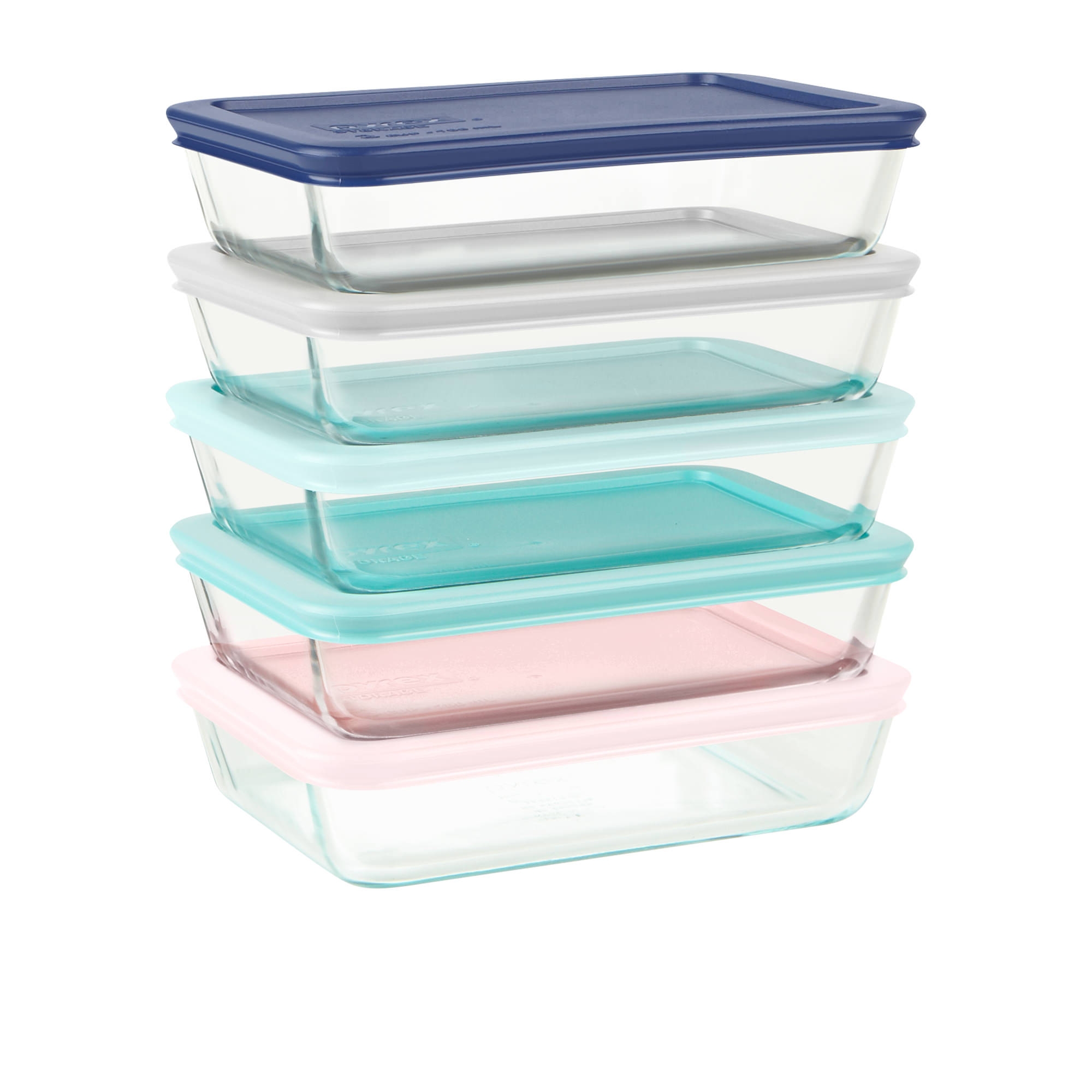 Pyrex Simply Store Rectangular Glass Meal Plan Container 750ml Set of 5 Image 1