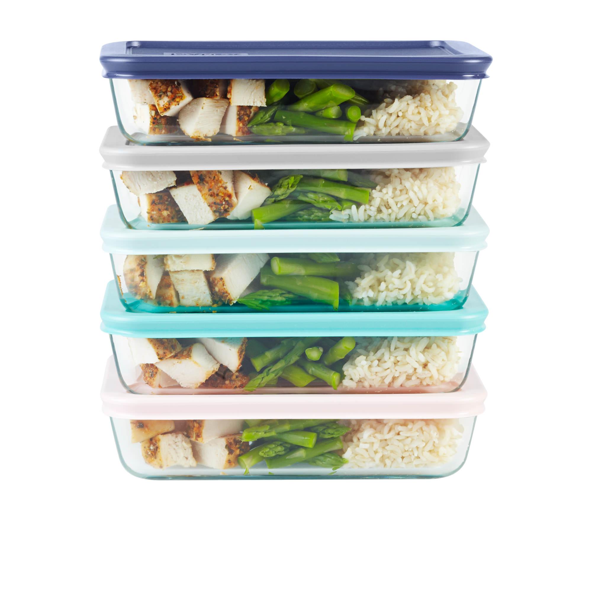 Pyrex Simply Store Rectangular Glass Meal Plan Container 750ml Set of 5 Image 4