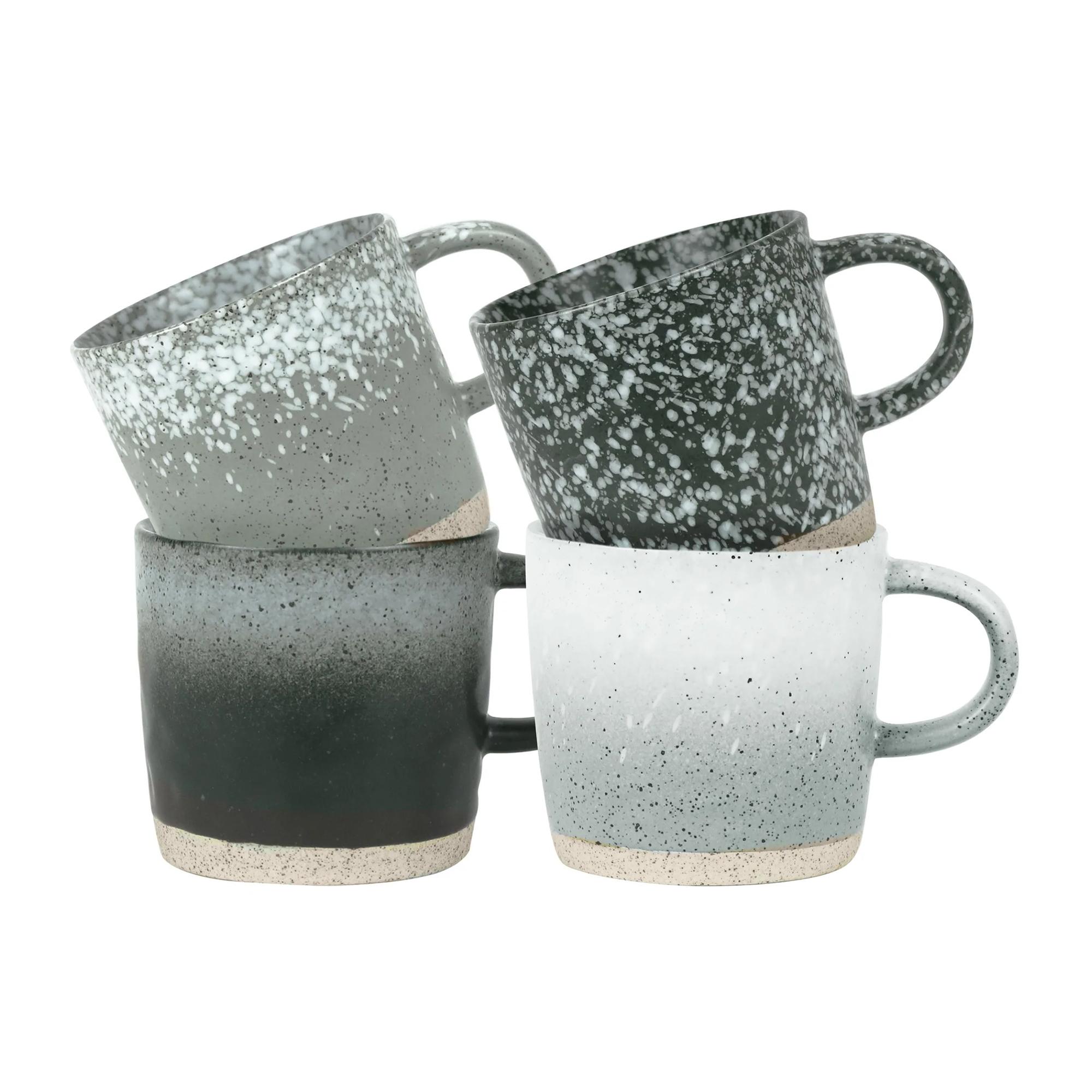 Robert Gordon Strata Reactive Glazed Mug 370ml Set of 4 Black Grey Image 5