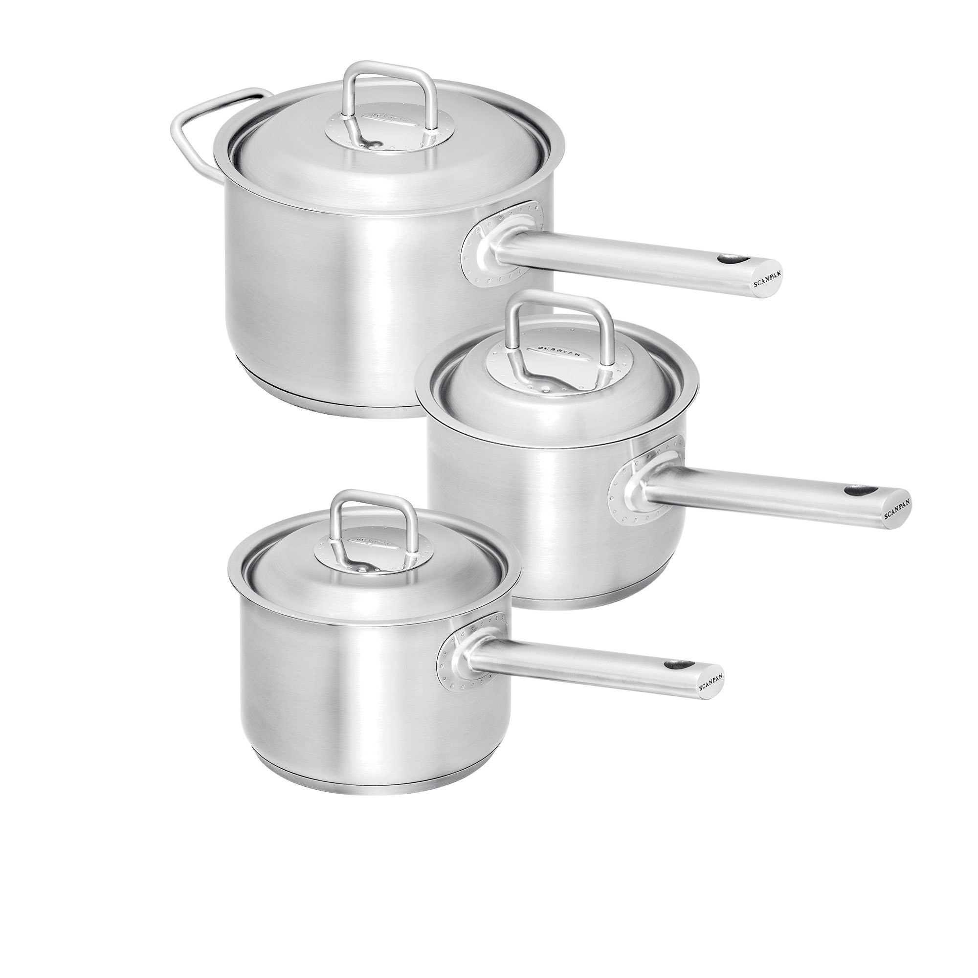 Scanpan Commercial 3pc Stainless Steel Saucepan Set Image 1