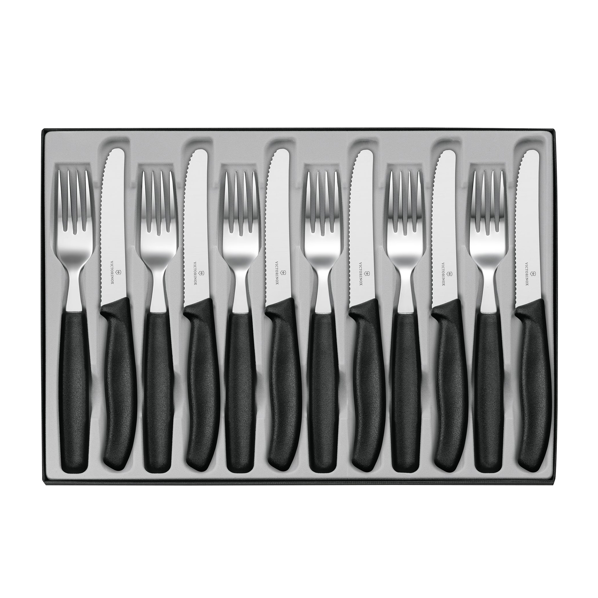 Victorinox Classic Steak Knife and Fork Set 12pc Black Image 1
