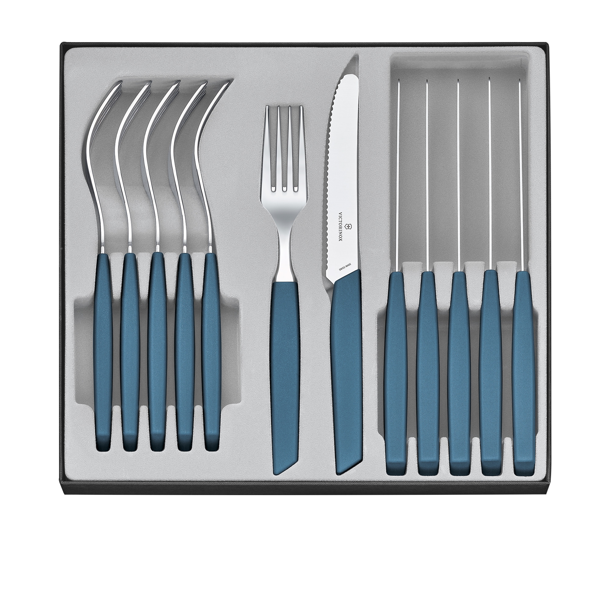 Victorinox Swiss Modern Steak Knife and Fork Set 12pc Cornflower Image 1