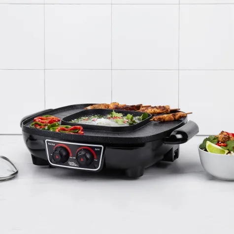 Davis & Waddell 2 in 1 Electric Steamboat Hotpot and Grill Black Image 2