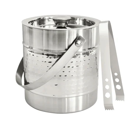 J.Elliot Home Alfie Ice Bucket with Tong 1.5L Hammered Chrome Image 1