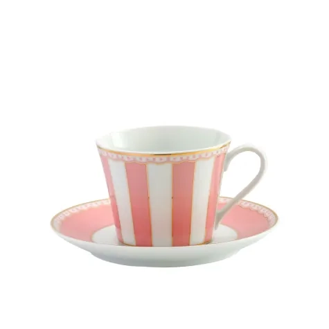 Noritake Carnivale Cup and Saucer 220ml Pink Image 1