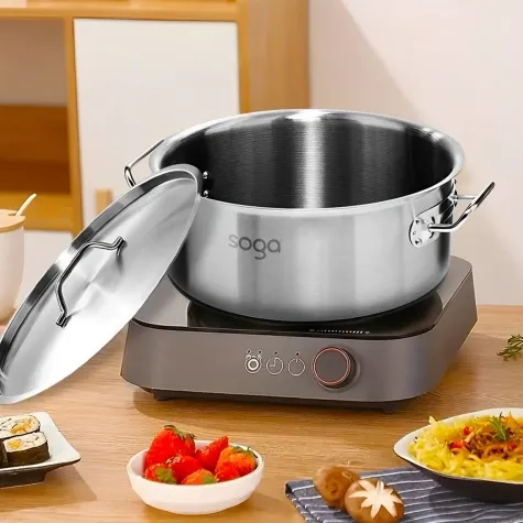 Soga 2pc Stainless Steel Stockpot Set 14L and 23L Image 2