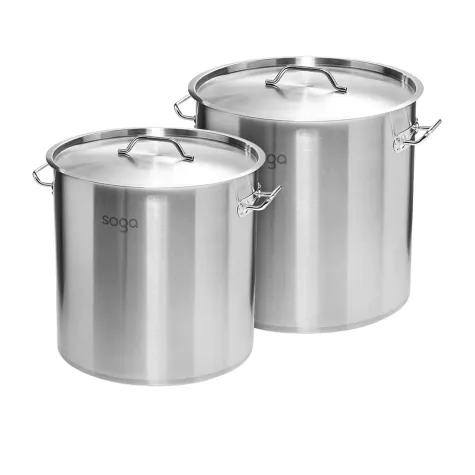 Soga 2pc Stainless Steel Stockpot Set 17L and 33L Image 1