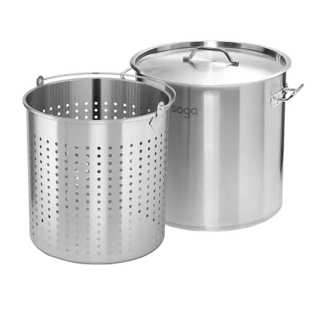 Soga Stainless Steel Stockpot with Pasta Strainer 30cm 21L Image 1