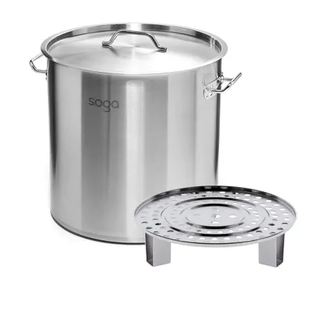 Soga Stainless Steel Stockpot with Steamer Rack 40cm 50L Image 1