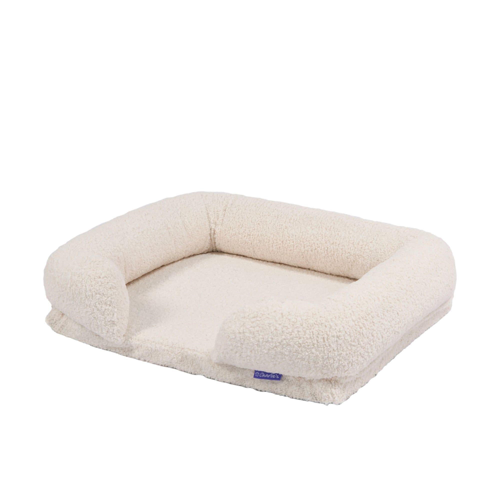 Charlie's Teddy Fleece Orthopedic Memory Foam Sofa Dog Bed Medium Cream Image 3