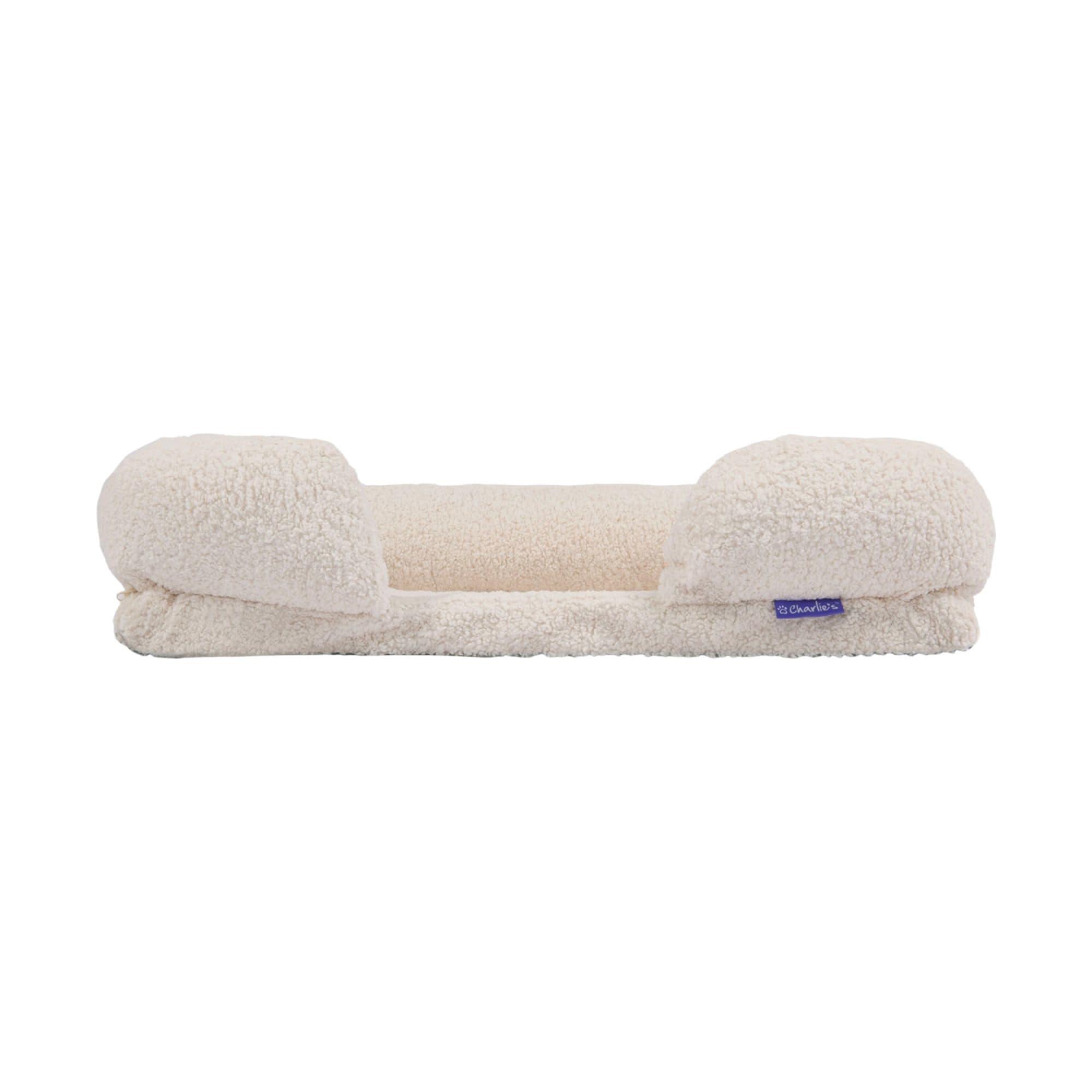 Charlie's Teddy Fleece Orthopedic Memory Foam Sofa Dog Bed Medium Cream Image 5