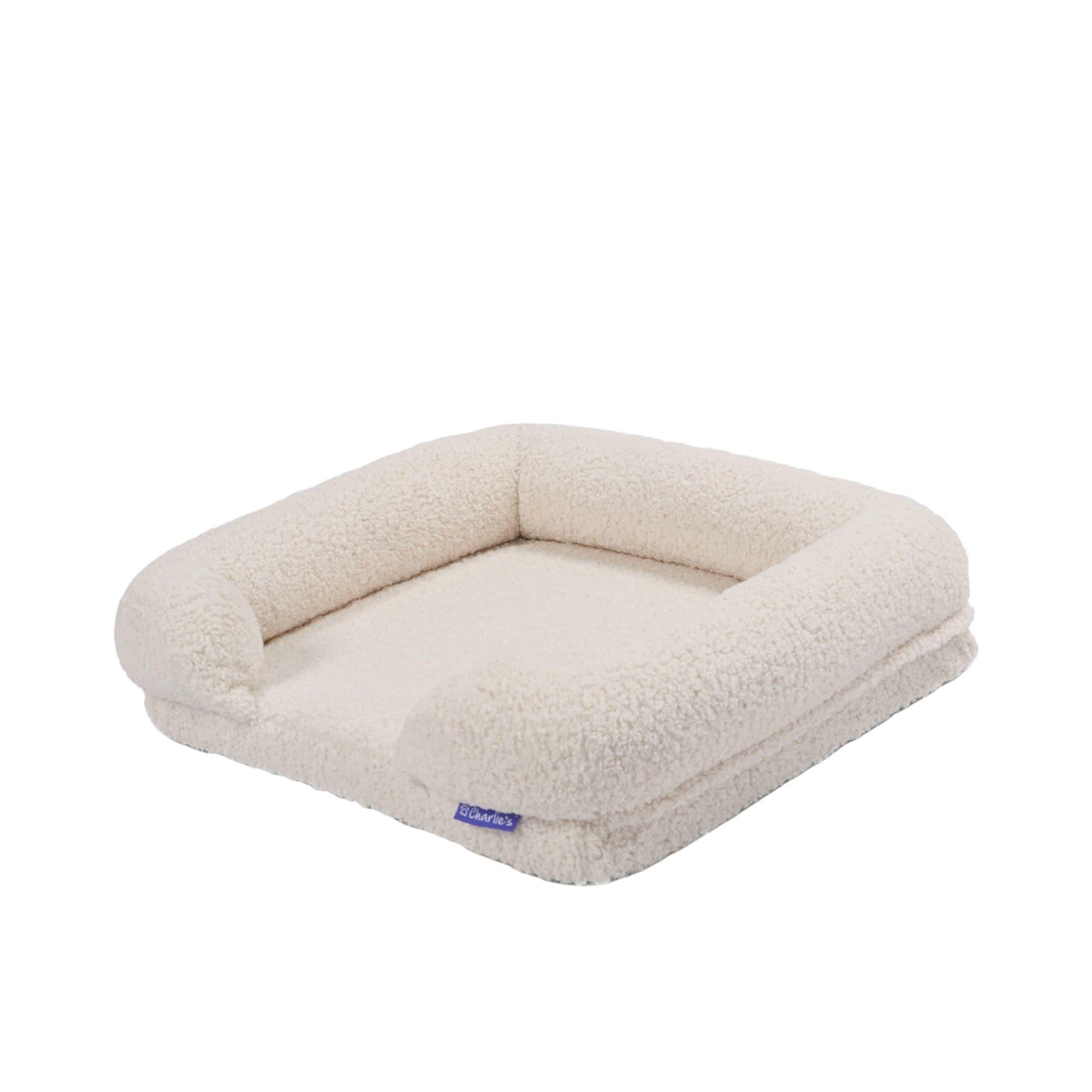 Charlie's Teddy Fleece Orthopedic Memory Foam Sofa Dog Bed Small Cream Image 3