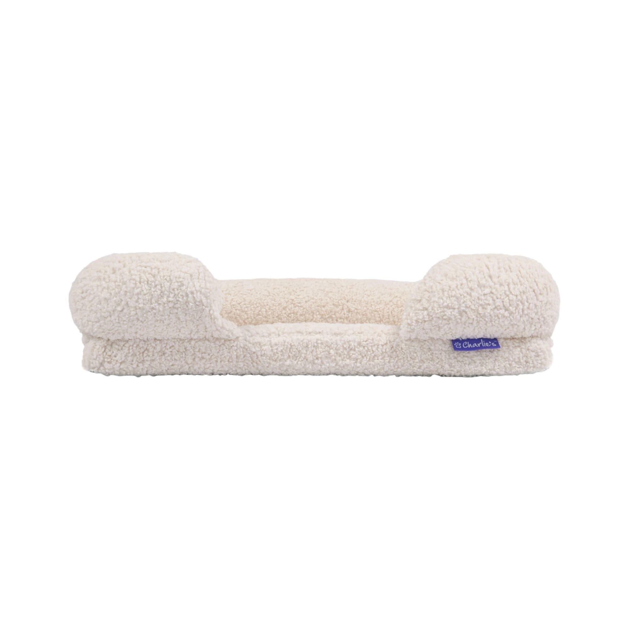 Charlie's Teddy Fleece Orthopedic Memory Foam Sofa Dog Bed Small Cream Image 5