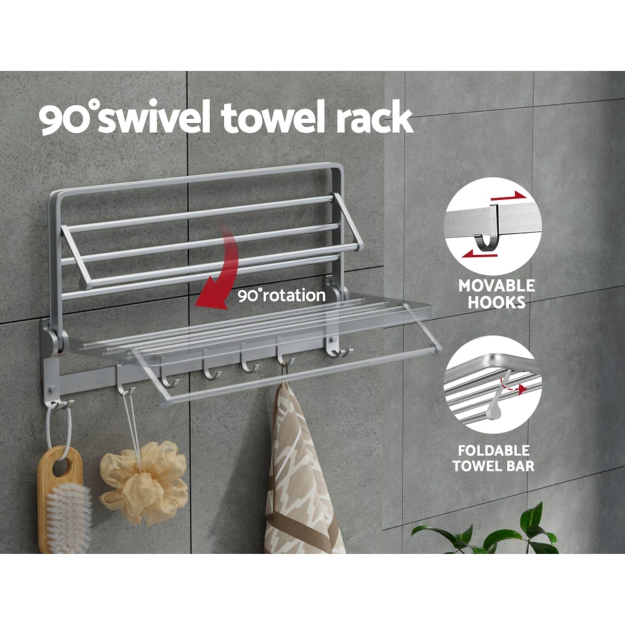 Devanti 4 Bars Wall Mounted Towel Rack Grey Image 4