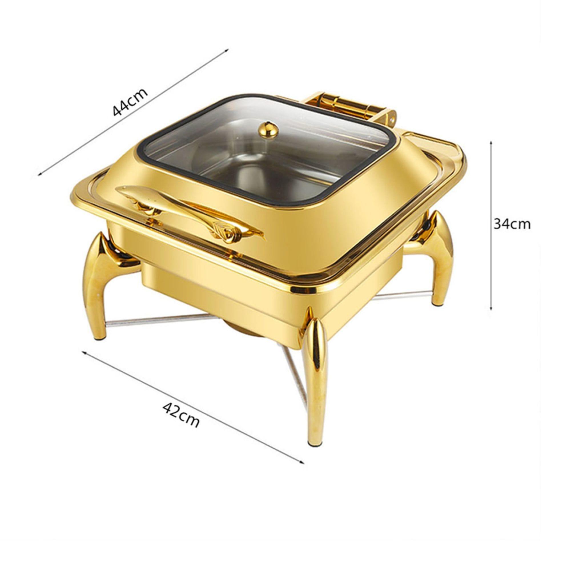 Soga Square Stainless Steel Chafing Dish with Top Lid Set of 2 Gold Image 5