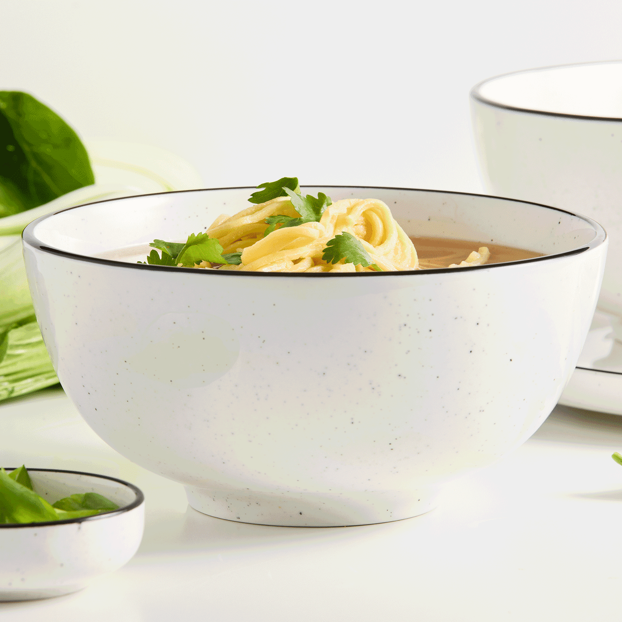 Salisbury & Co Mona Noodle Bowl 18cm White with Black Speckle Image 6