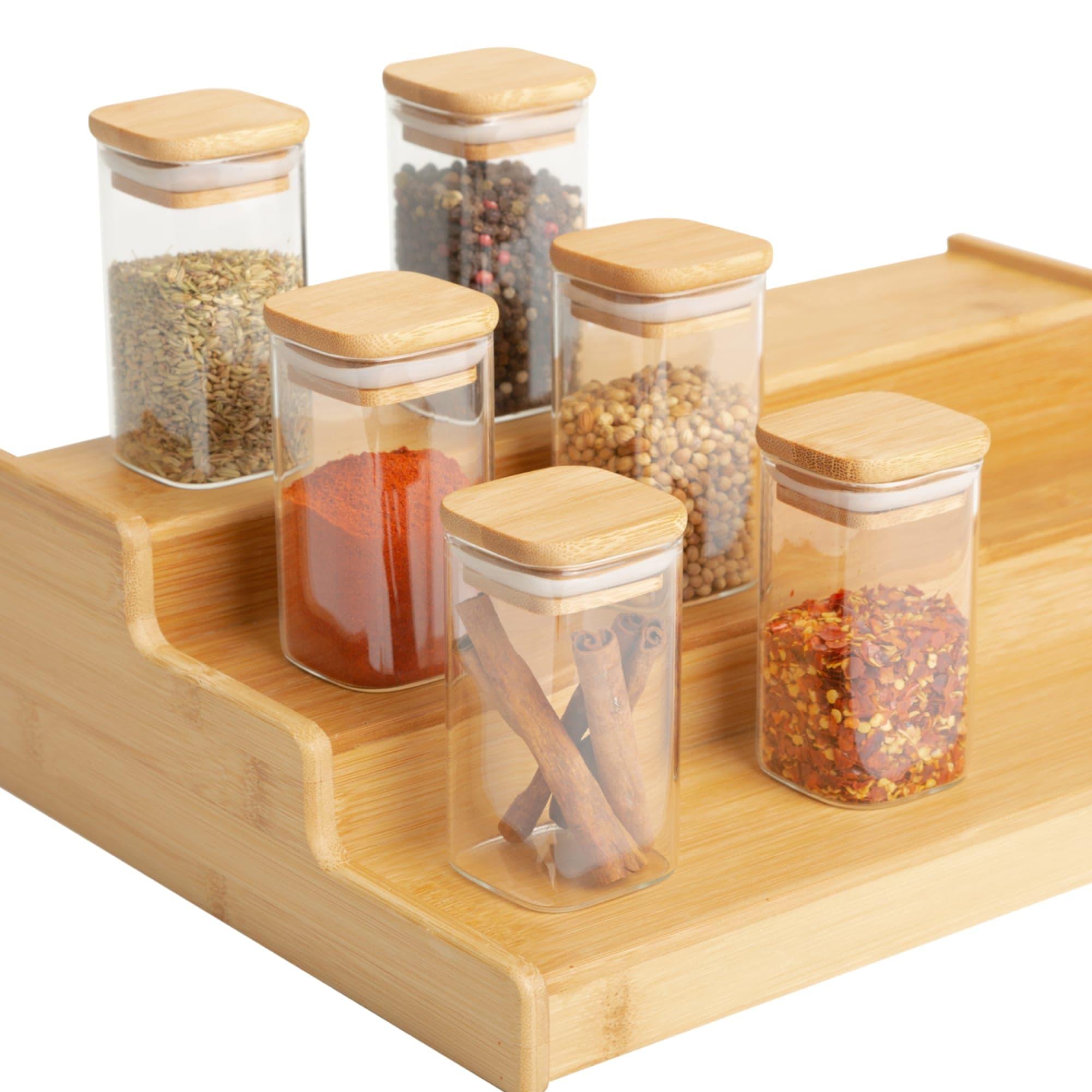Kitchen Pro Eco Square Glass Spice Canister with Bamboo Lid 140ml Set of 6 Image 4