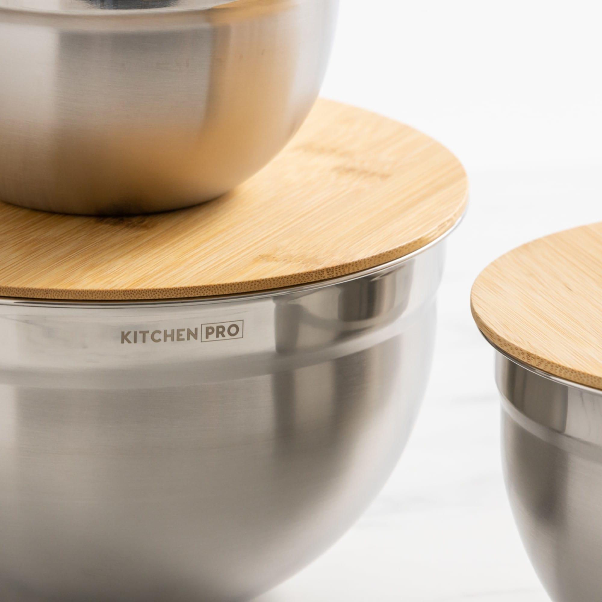 Kitchen Pro Mixwell Mixing Bowl with Bamboo Lid Set 3pc Image 4