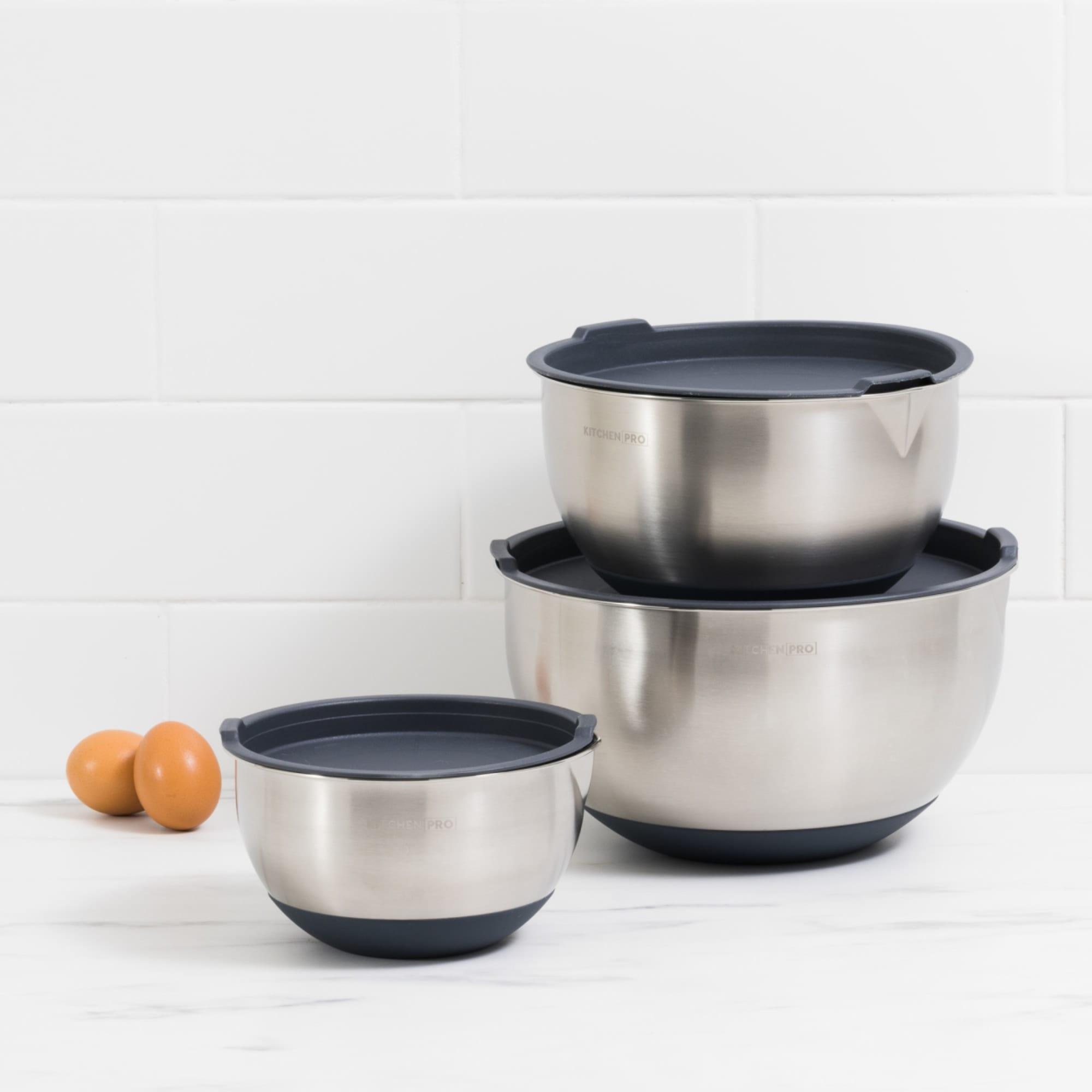 Kitchen Pro Mixwell Mixing Bowl with Lid Set 3pc Grey Image 5