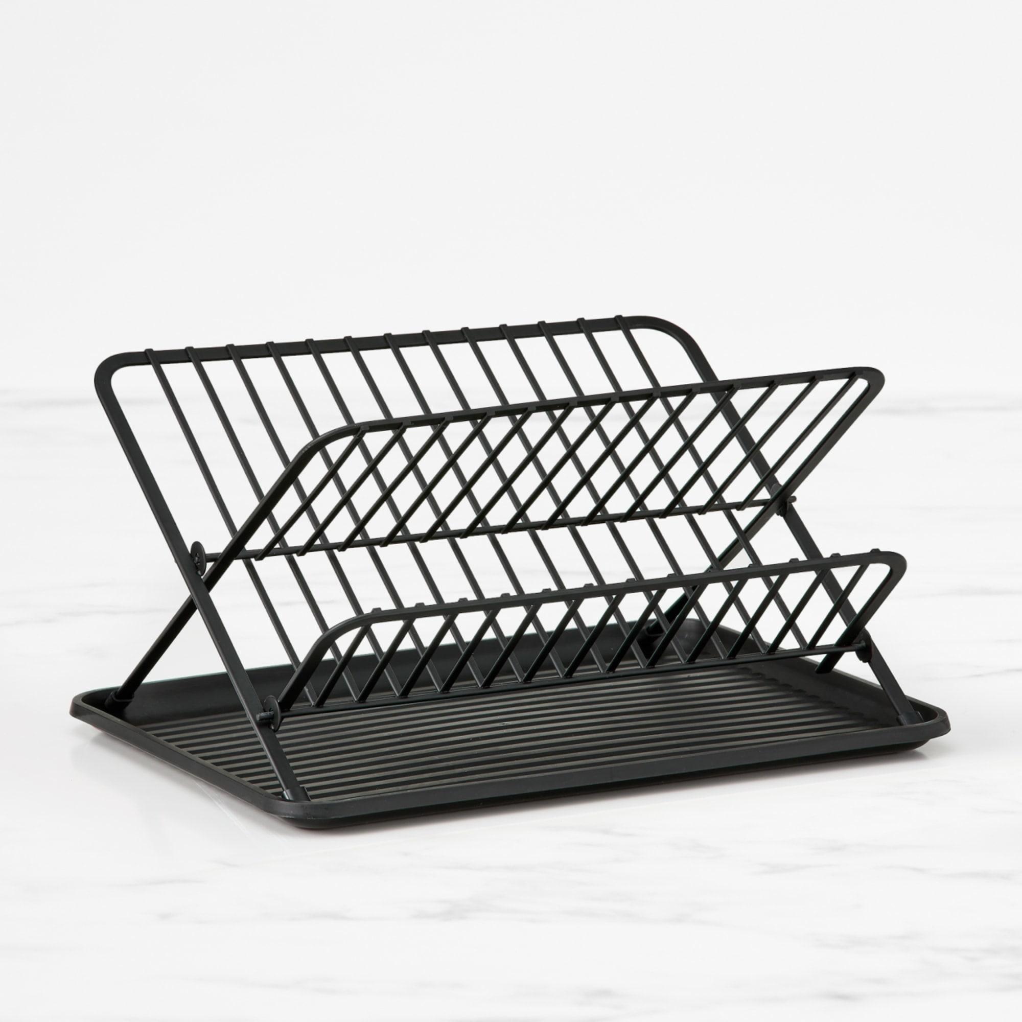 Kitchen Pro Tidy Foldable Dish Rack with Tray Black Image 3