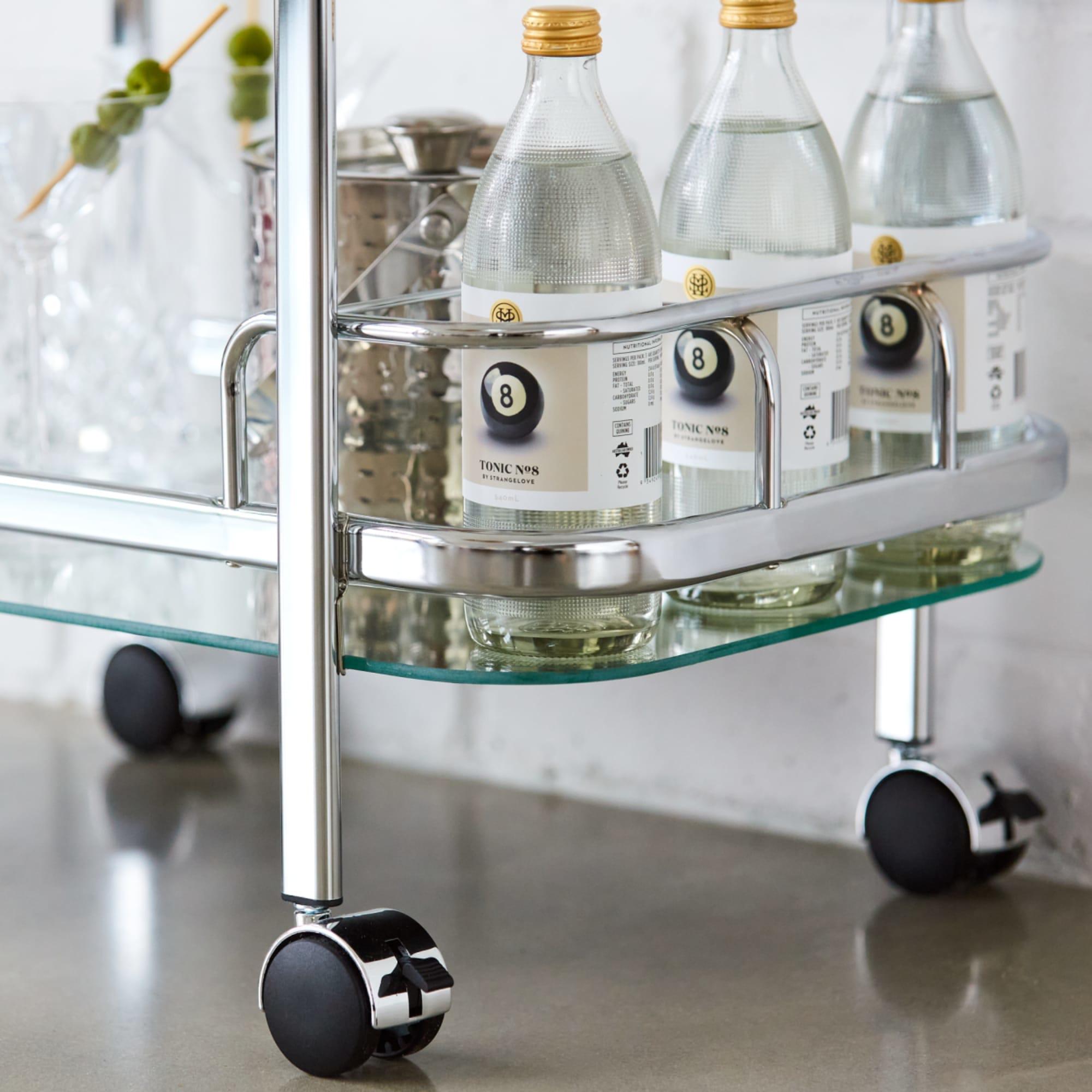 Piaf Bar Cart with Bottle Holder Silver Image 4