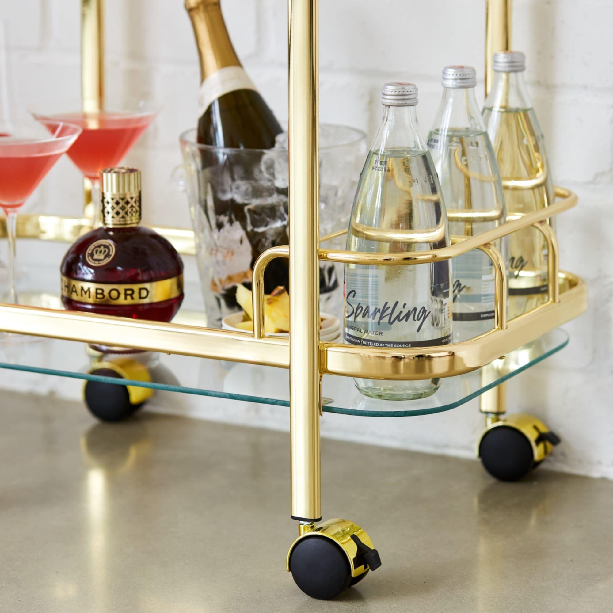 Piaf Bar Cart with Bottle Holder Gold Image 5