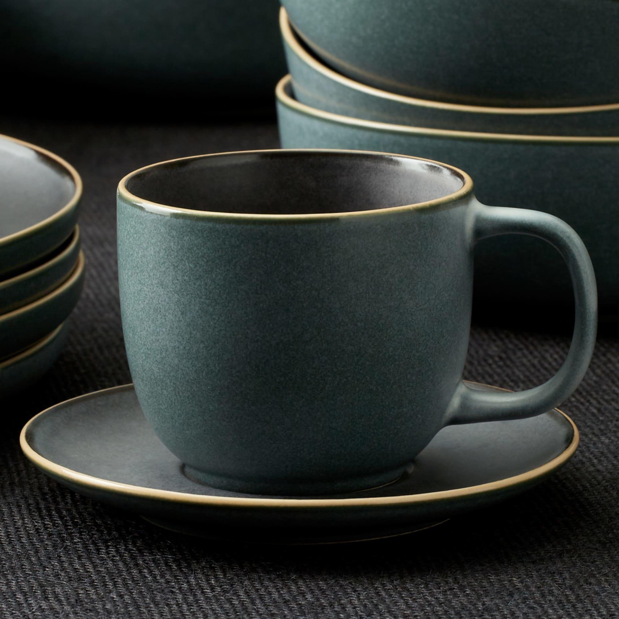 Salisbury & Co Eclipse Tea Cup and Saucer 300ml Green Image 2