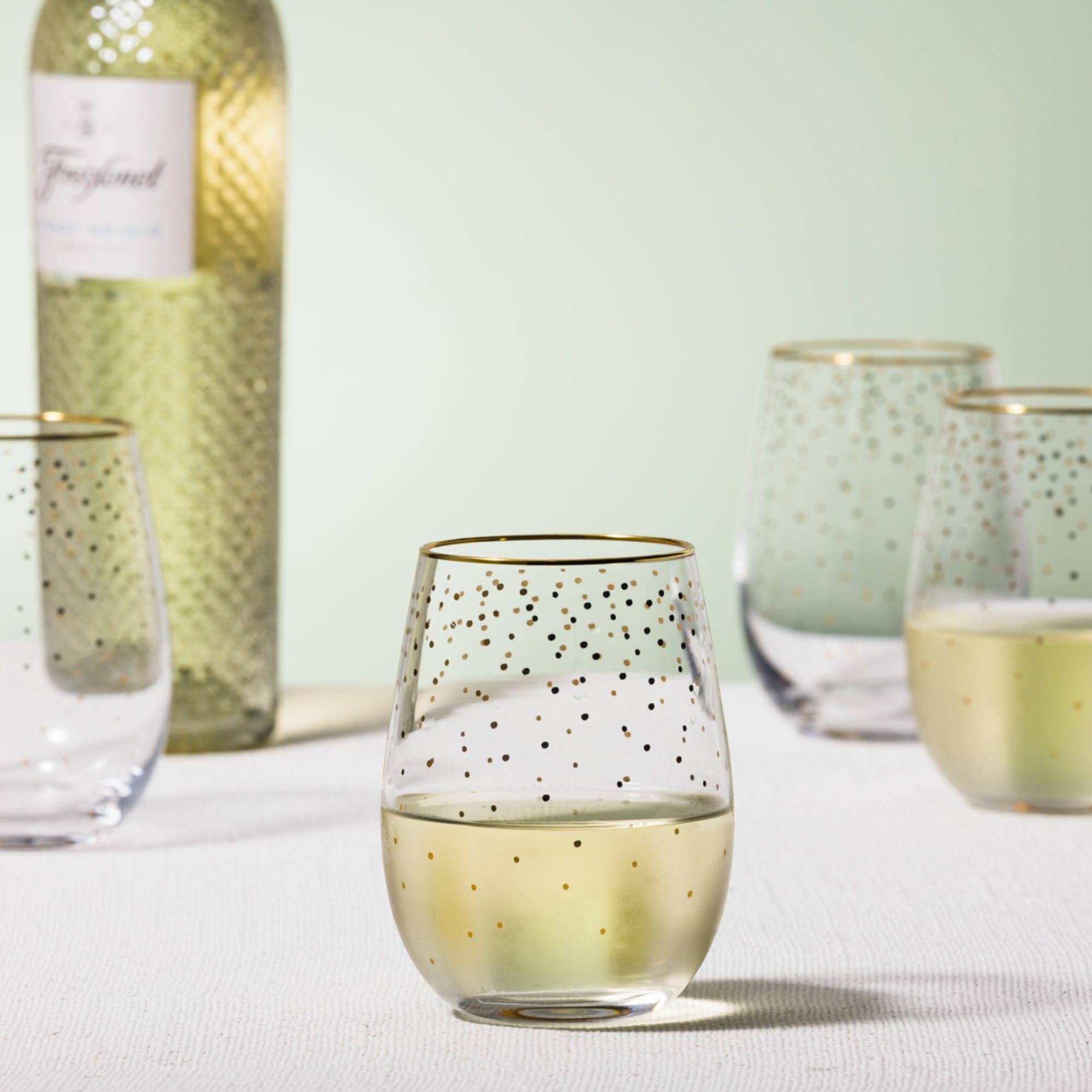 Salisbury & Co Festive Stemless Wine Glass 450ml Set of 2 Gold Image 4
