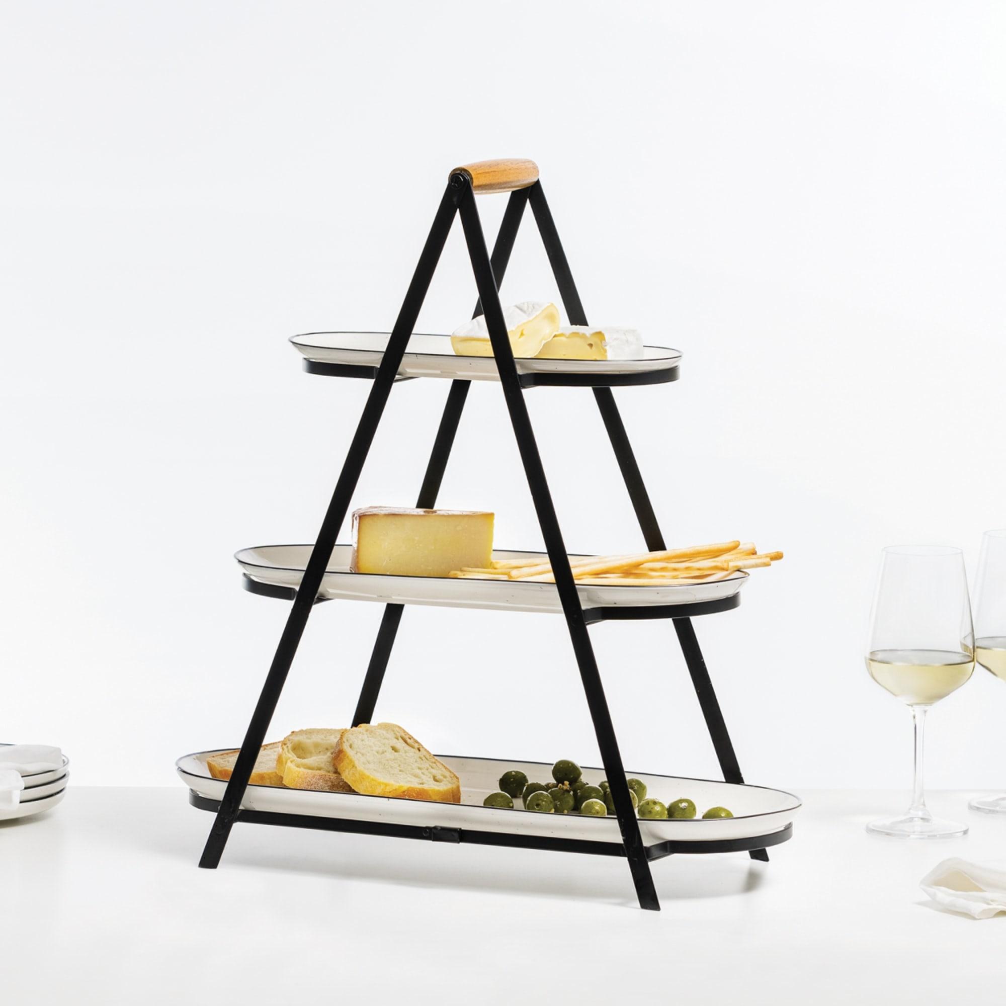Salisbury & Co Mona 3 Tier Serving Tower White with Black Speckle Image 5