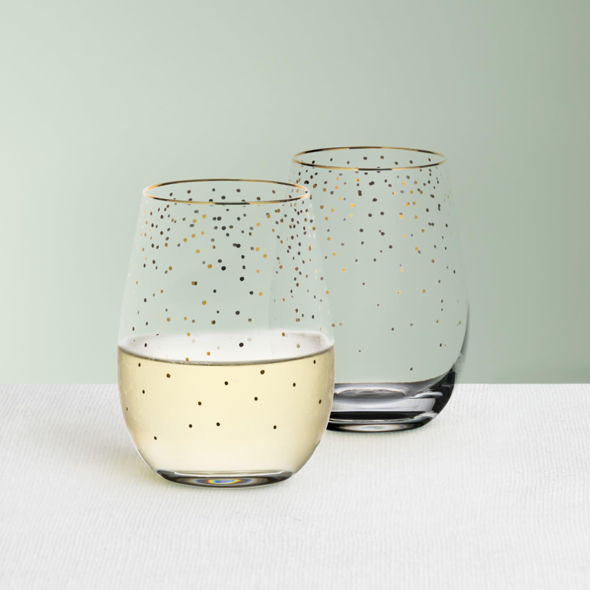 Salisbury & Co Festive Stemless Wine Glass 450ml Set of 2 Gold Image 3