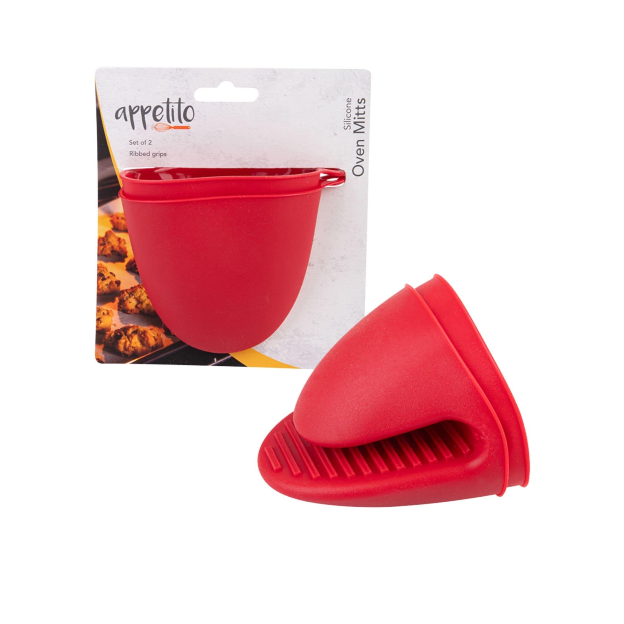 Appetito Silicone Oven Mitt Set of 2 Red Image 3