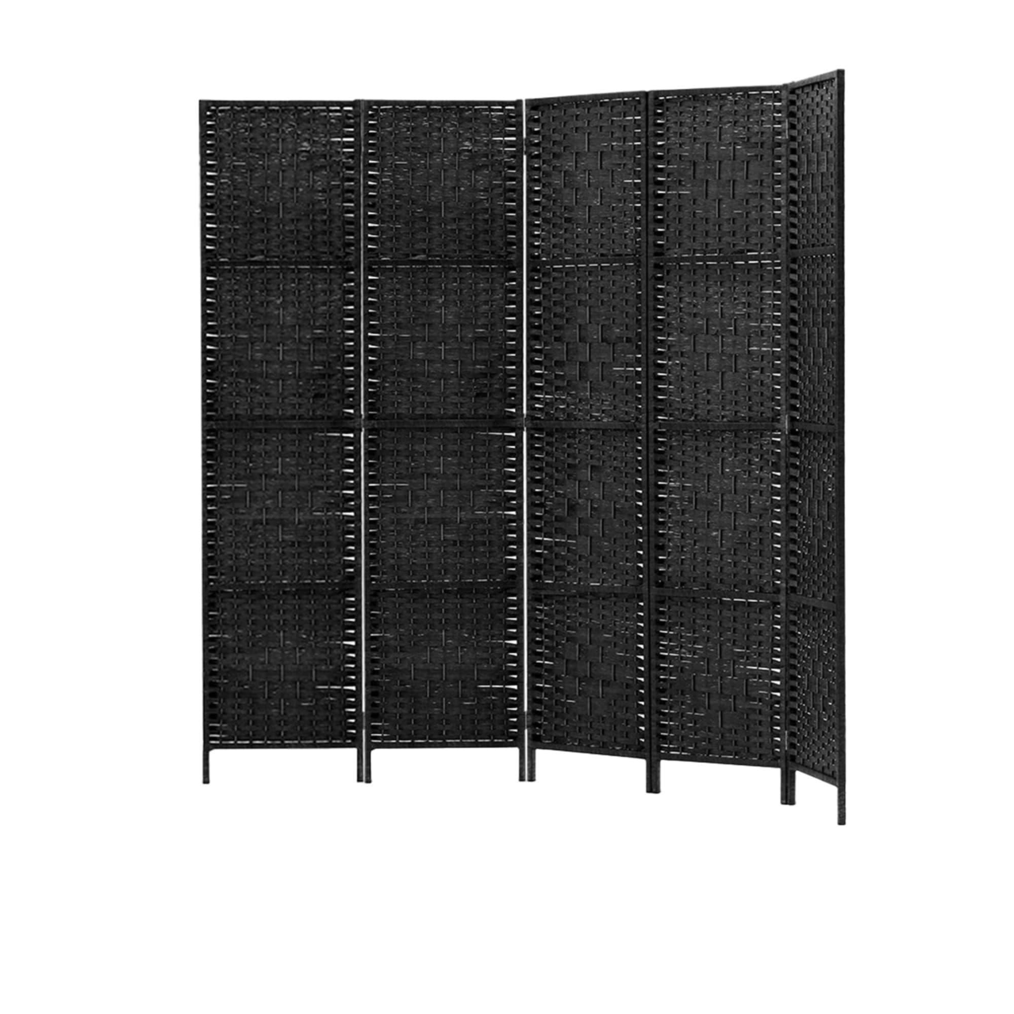 Artiss 4 Panel Rattan Room Divider Black Image 3