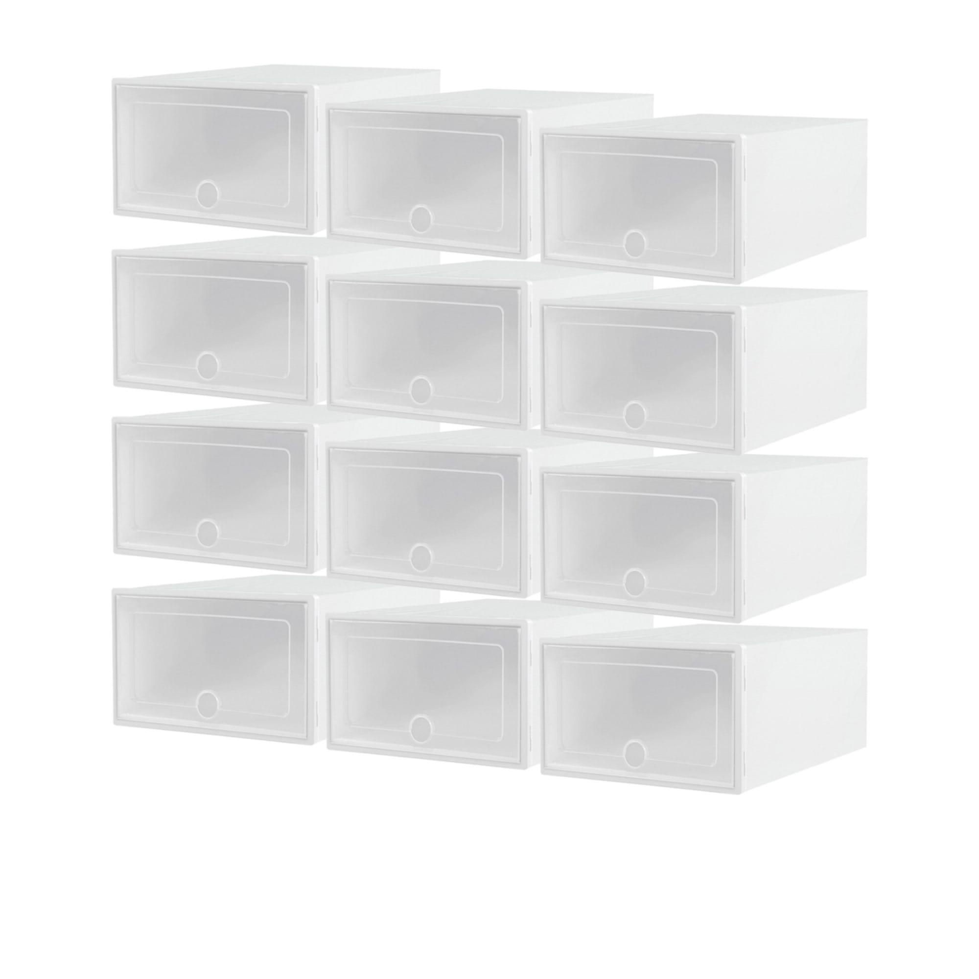 Artiss DIY Stackable Shoe Box Set of 12 White Image 1