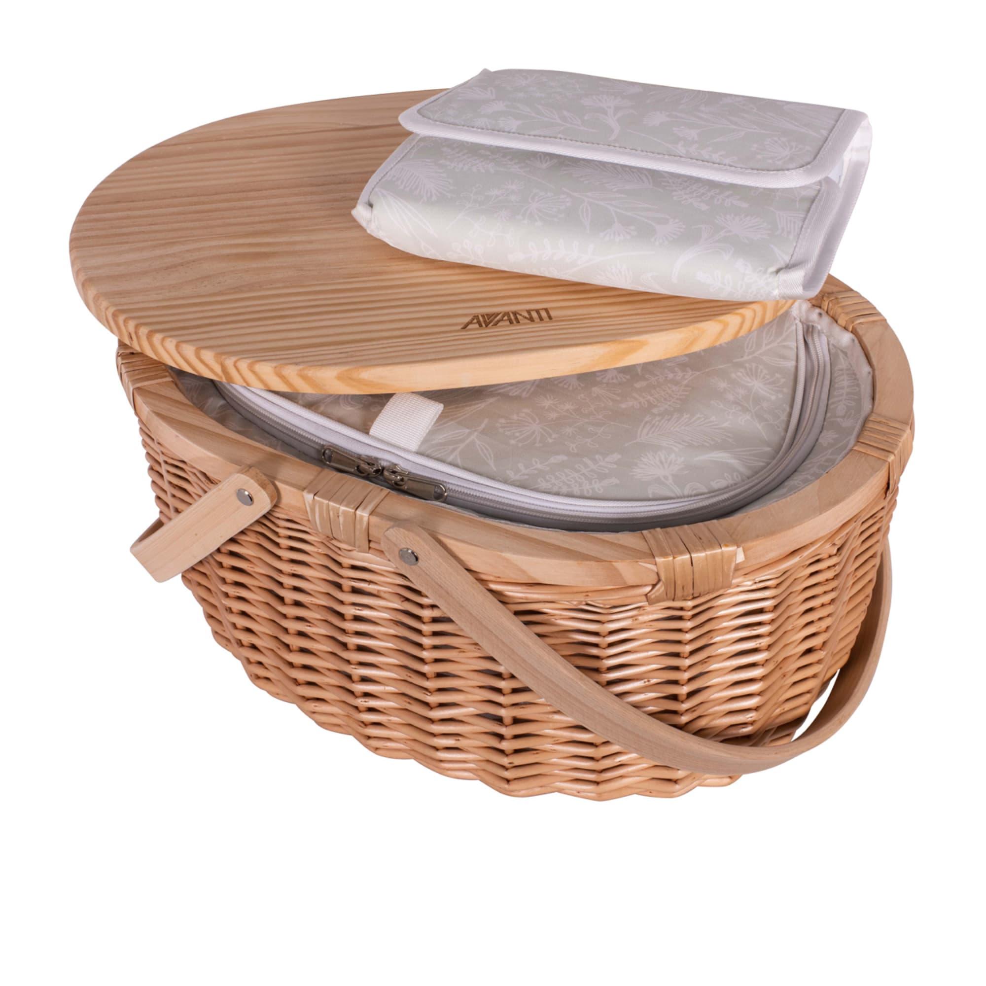 Avanti Pinewood Top Insulated Picnic Basket 2 Person Flora Image 3