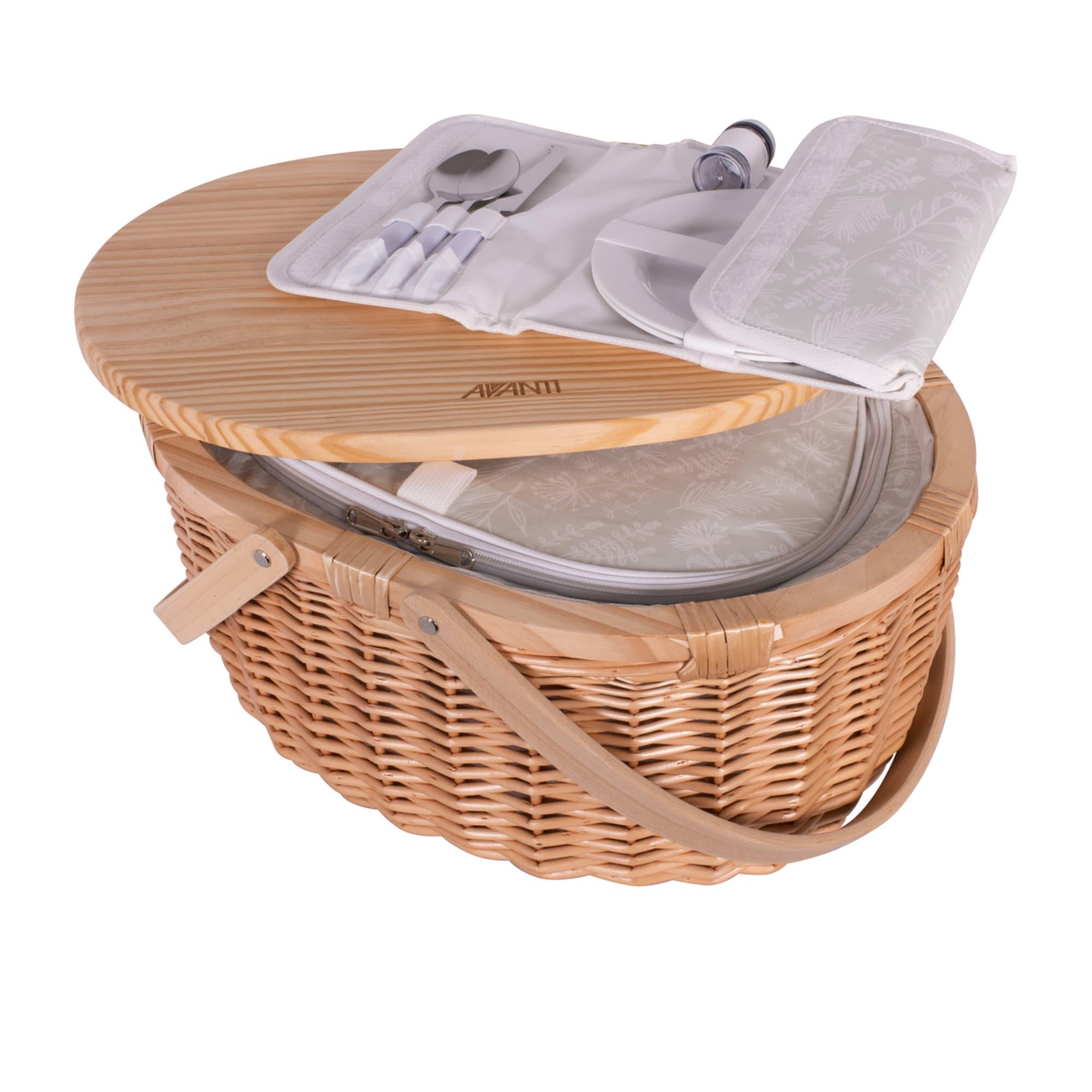 Avanti Pinewood Top Insulated Picnic Basket 2 Person Flora Image 4