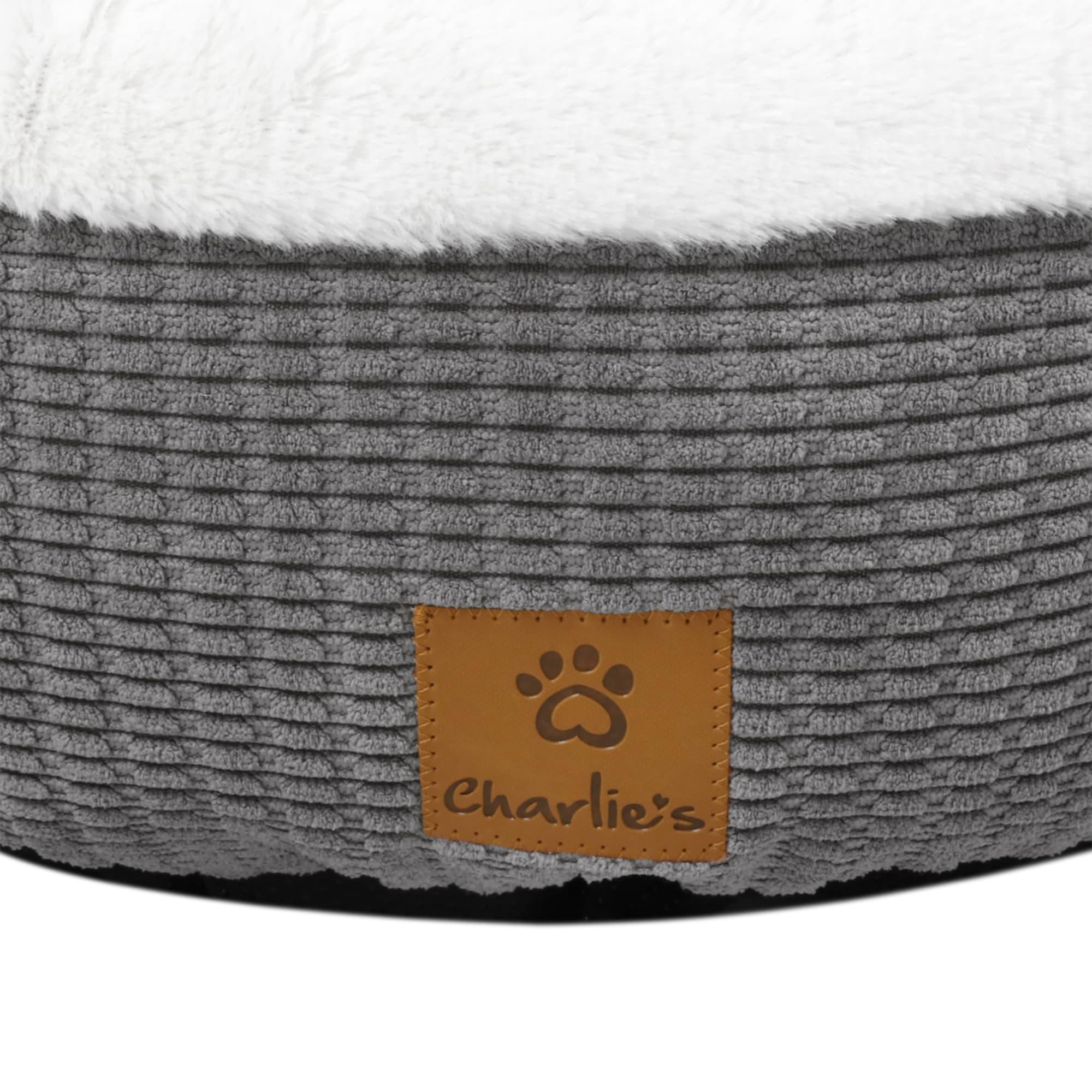 Charlie's Snookie Hooded Calming Dog Bed Medium Grey Image 4