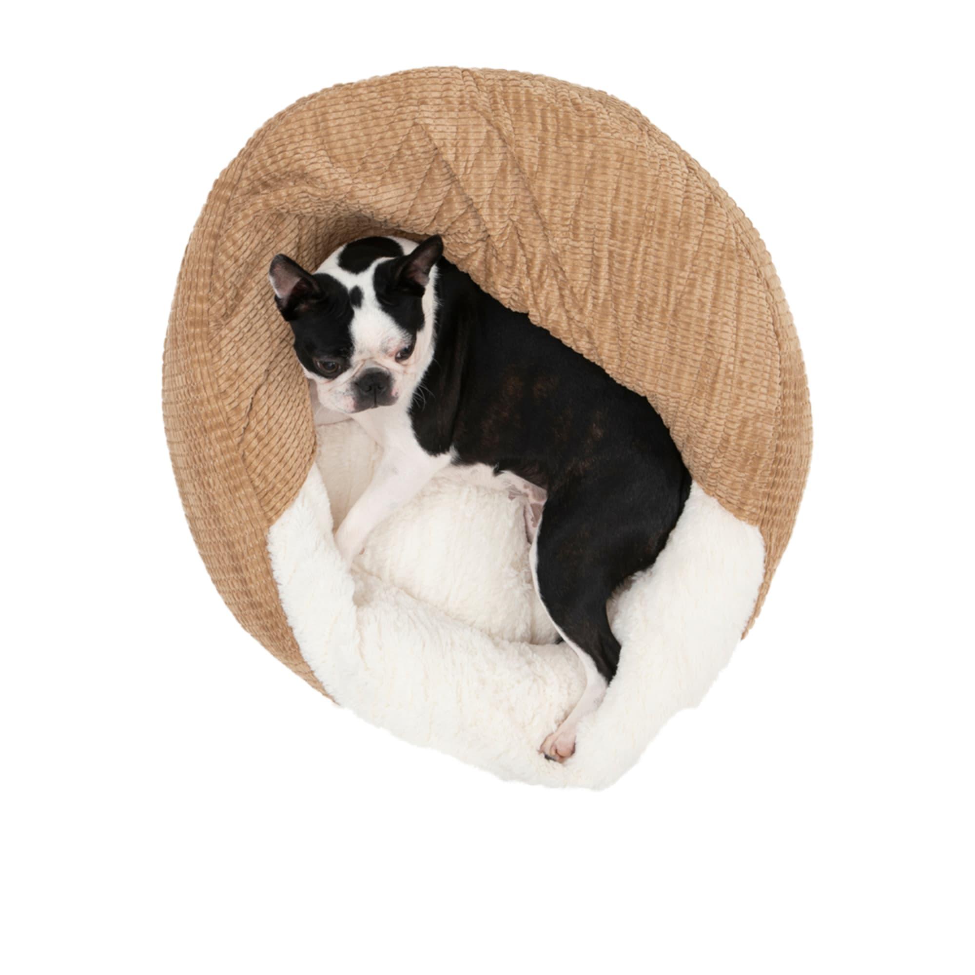 Charlie's Snookie Hooded Calming Dog Bed Large Iced Coffee Brown Image 5
