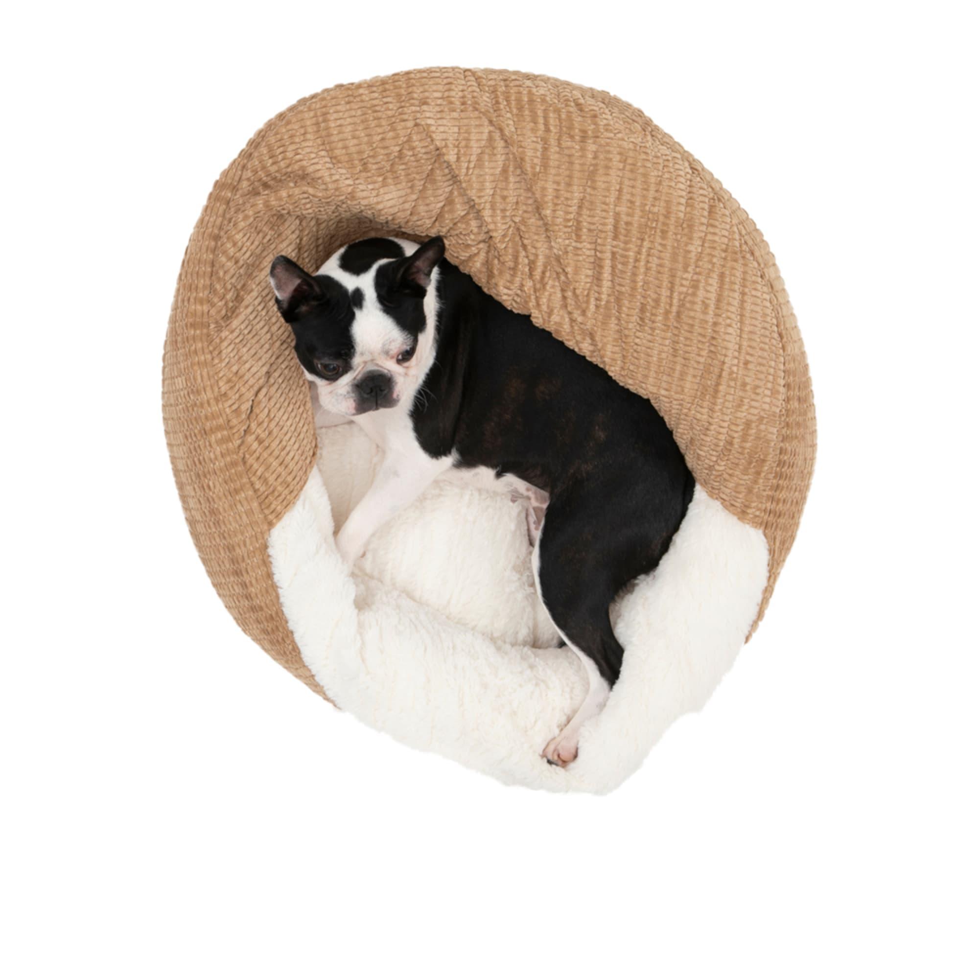 Charlie's Snookie Hooded Calming Dog Bed Small Iced Coffee Brown Image 5