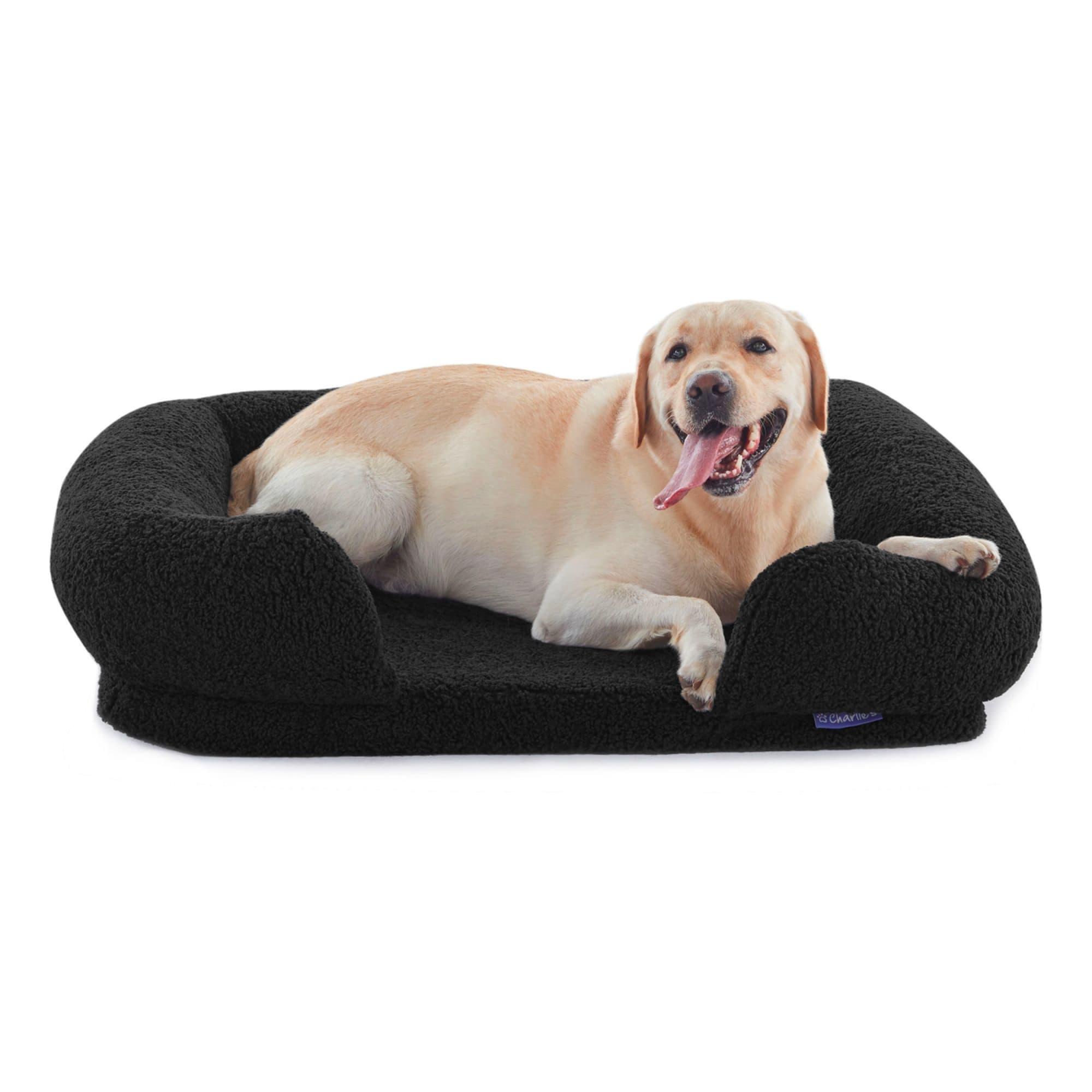 Charlie's Teddy Fleece Orthopedic Memory Foam Sofa Dog Bed Large Charcoal Image 6
