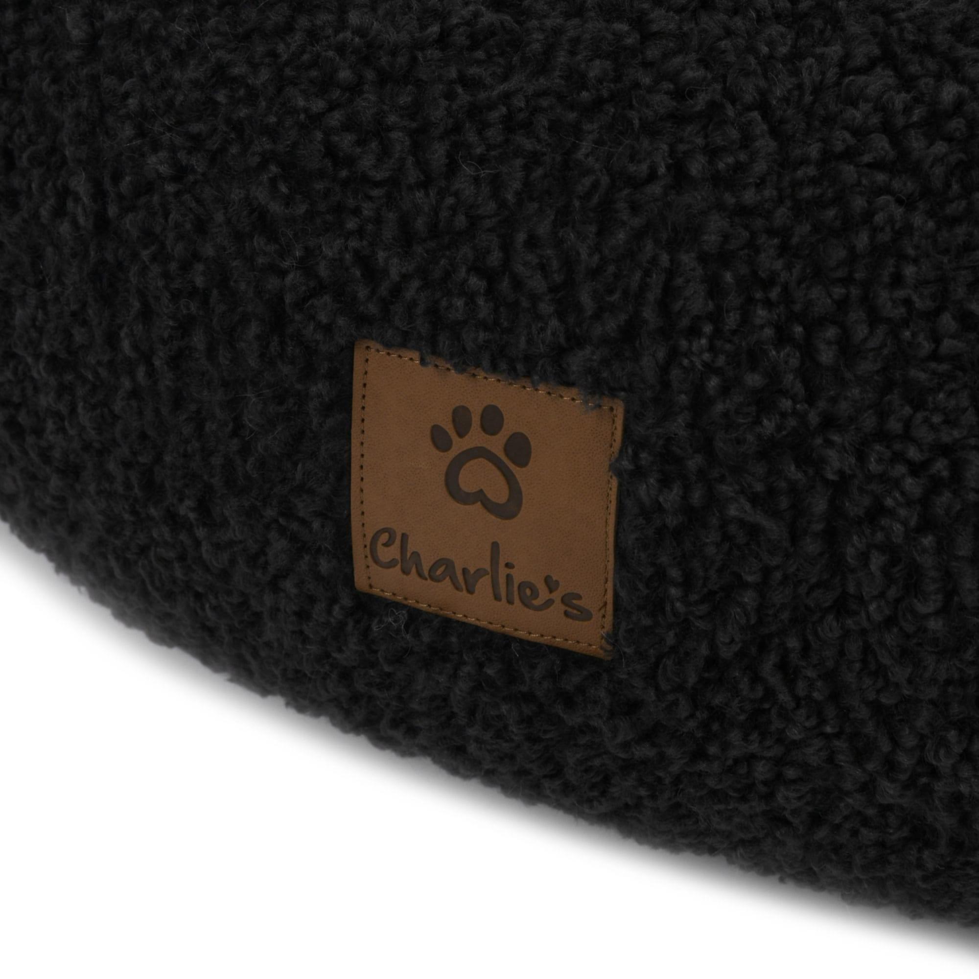 Charlie's Teddy Fleece Round Calming Dog Bed Medium Charcoal Image 5