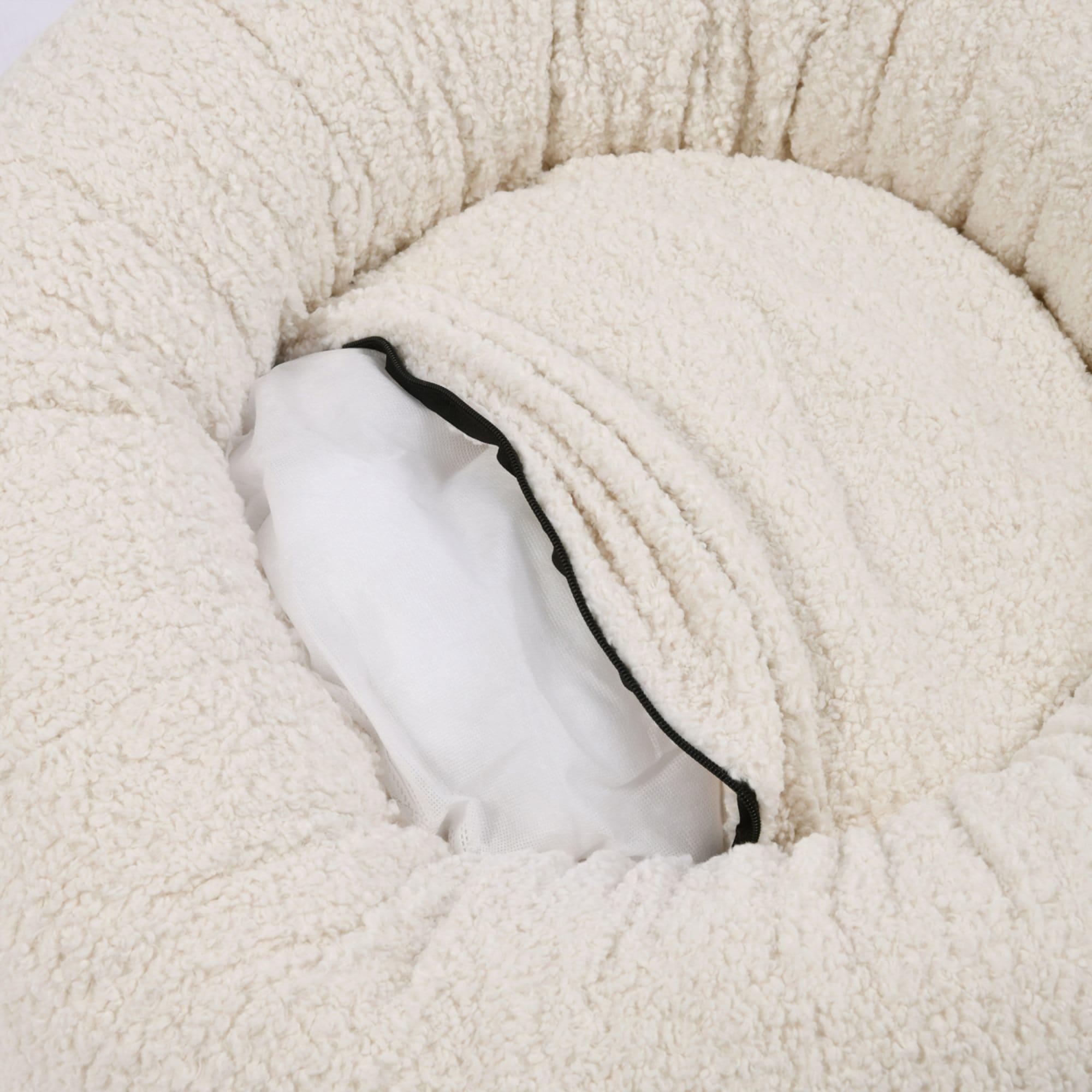 Charlie's Teddy Fleece Round Calming Dog Bed Medium Cream Image 4