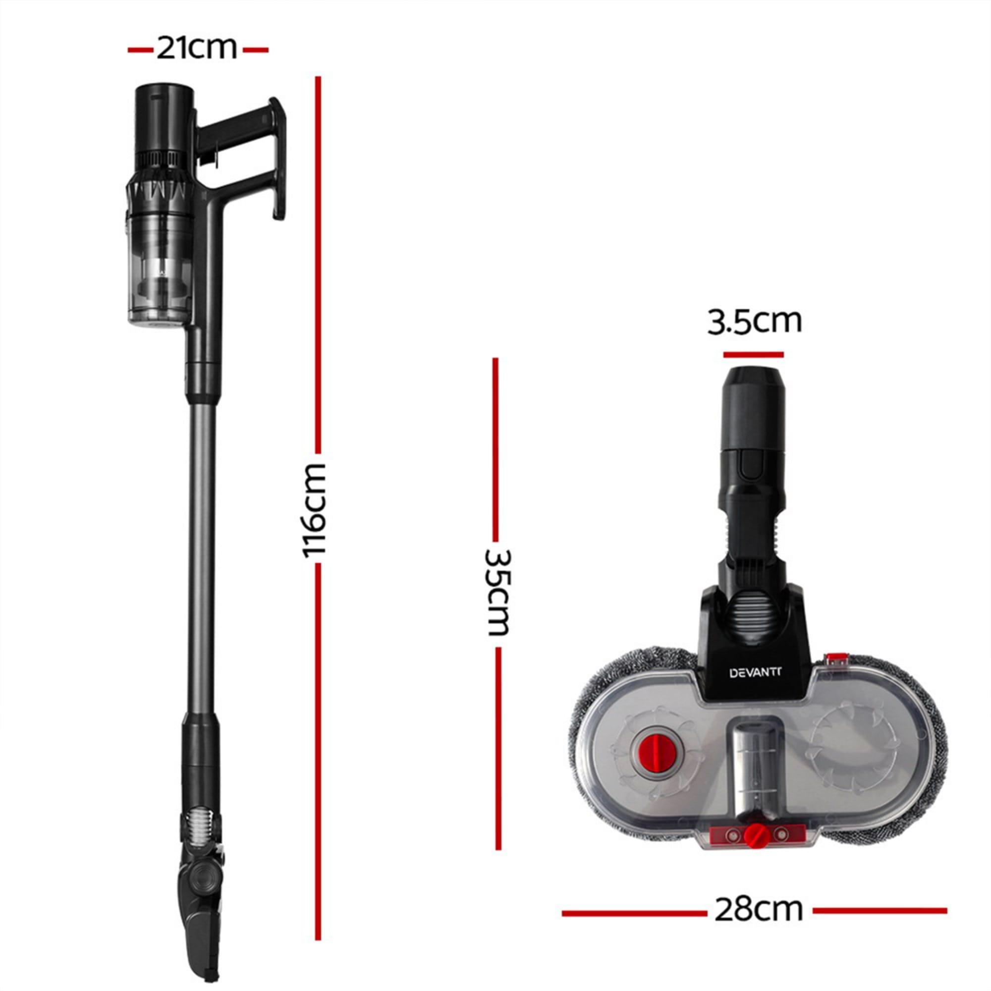 Devanti Cordless Handheld Vacuum Cleaner Mop Head Stick Grey Image 3