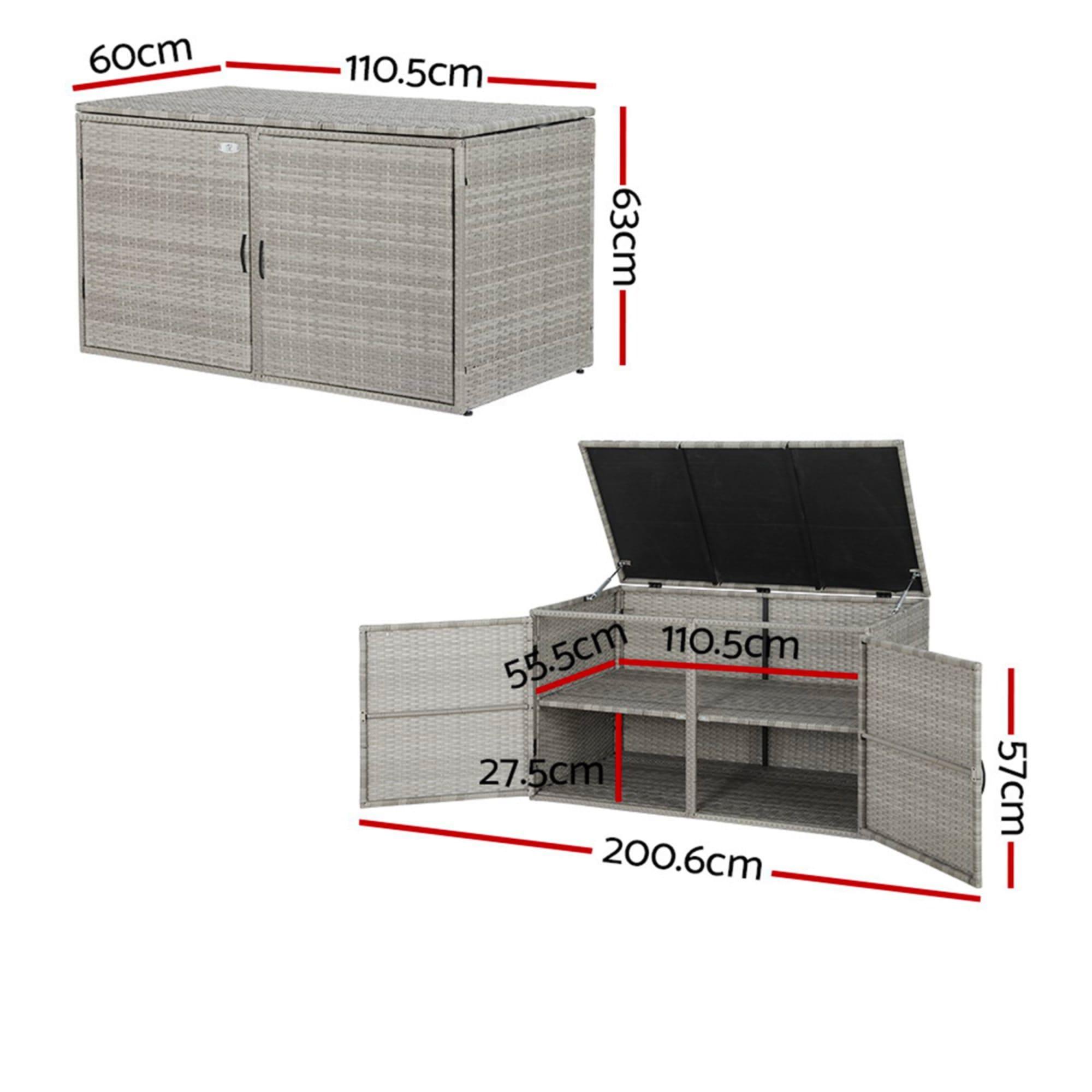 Gardeon Outdoor Storage Box Wicker Shelf Chest 333L Image 3