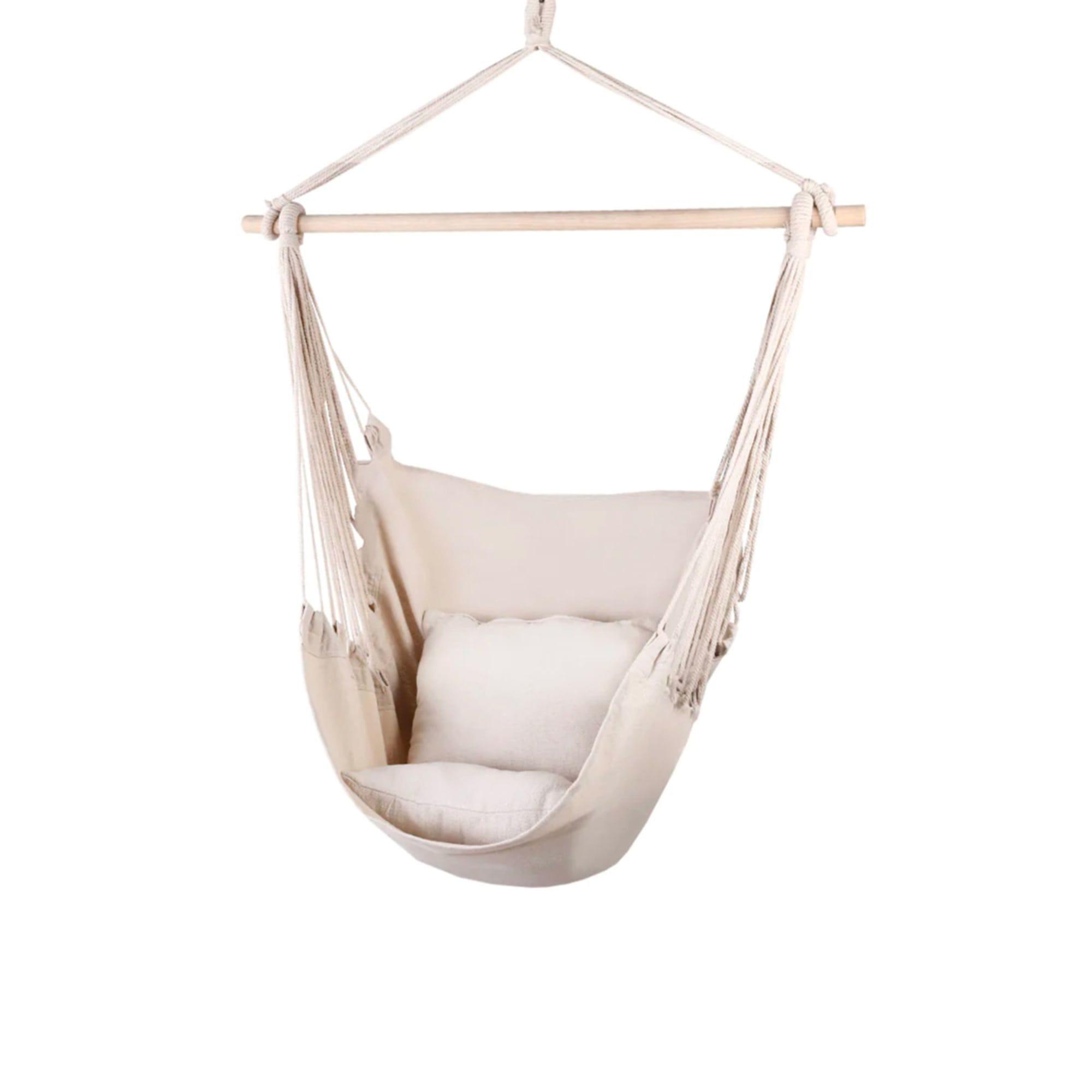 Gardeon Swing Chair Hammock with 2 Cushions Cream Image 3