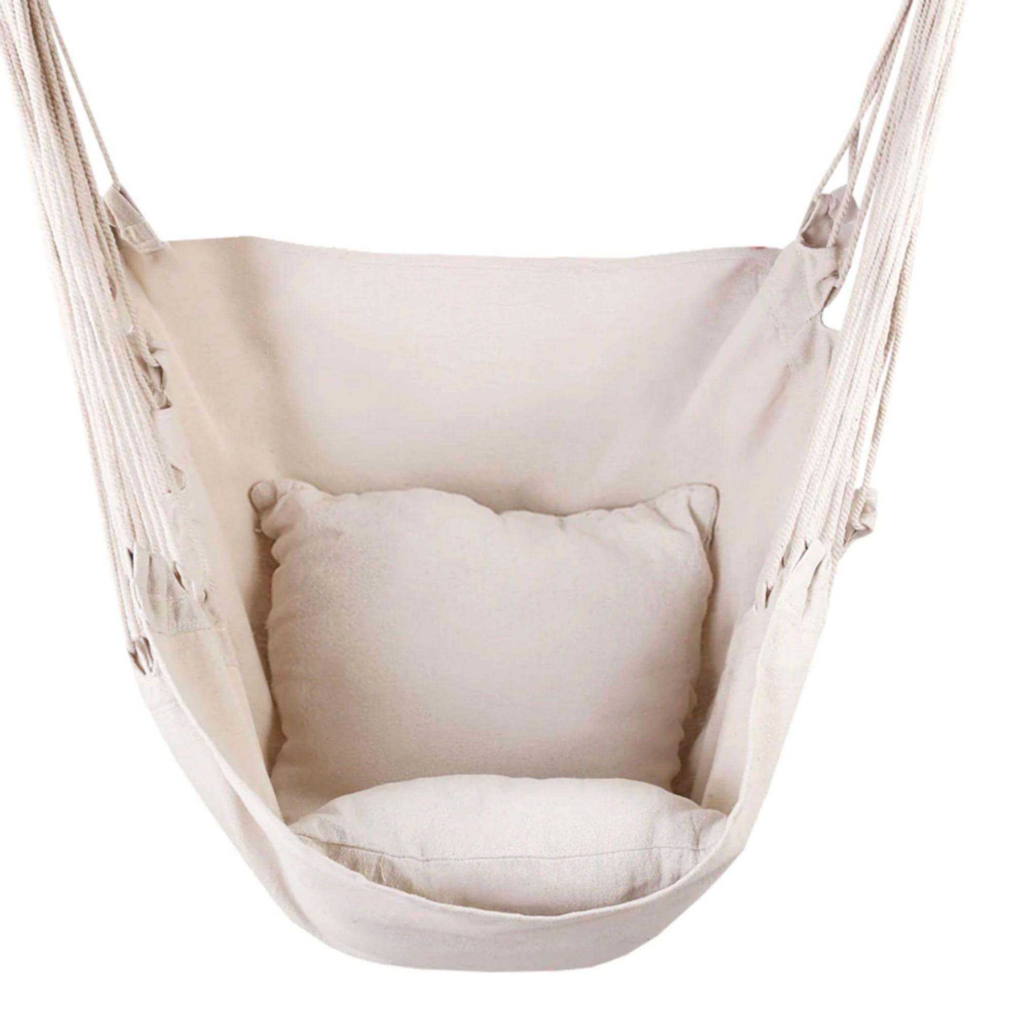 Gardeon Swing Chair Hammock with 2 Cushions Cream Image 5