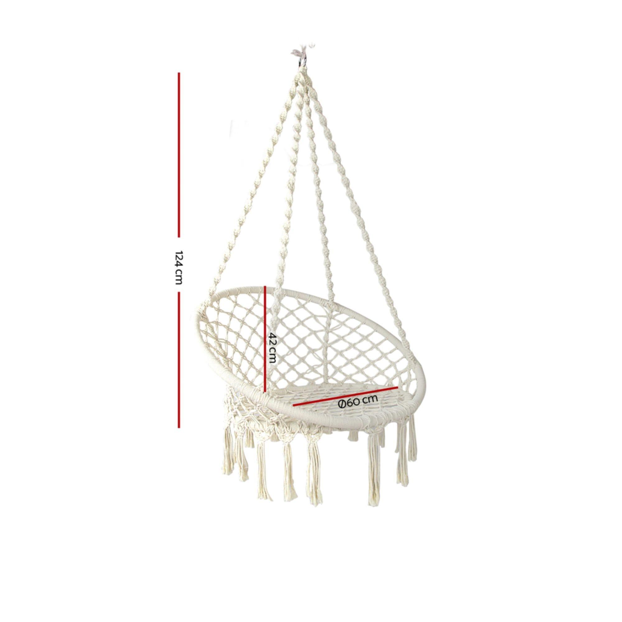 Gardeon Swing Chair Tassel Hammock Cream Image 3