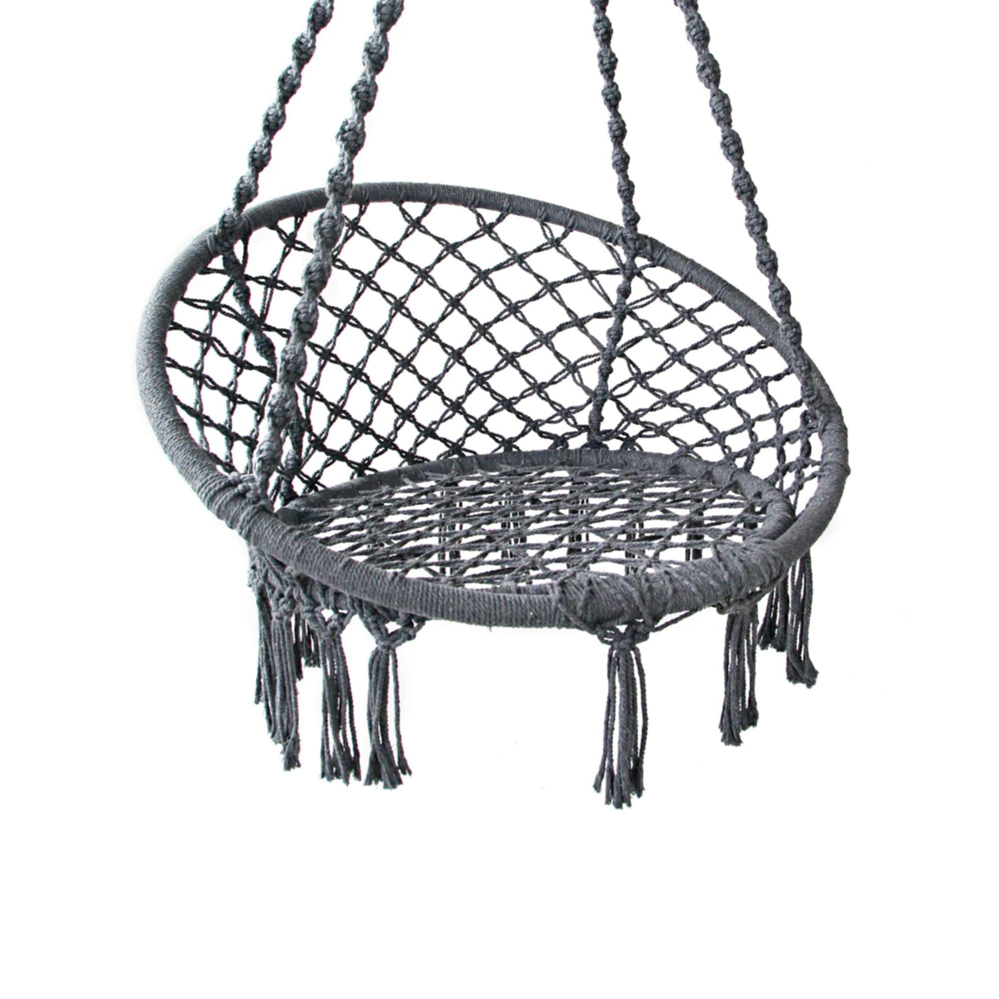 Gardeon Swing Chair Tassel Hammock Grey Image 4