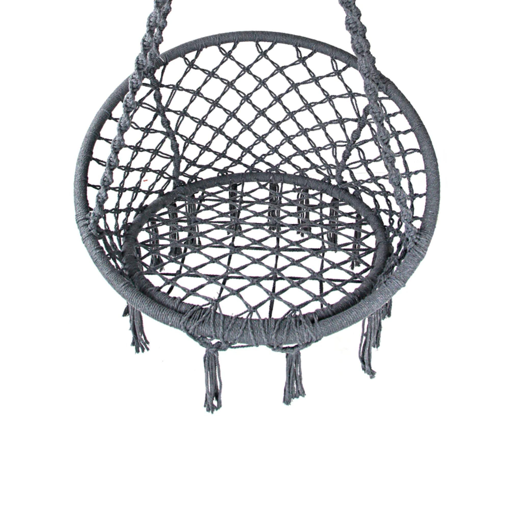 Gardeon Swing Chair Tassel Hammock Grey Image 5