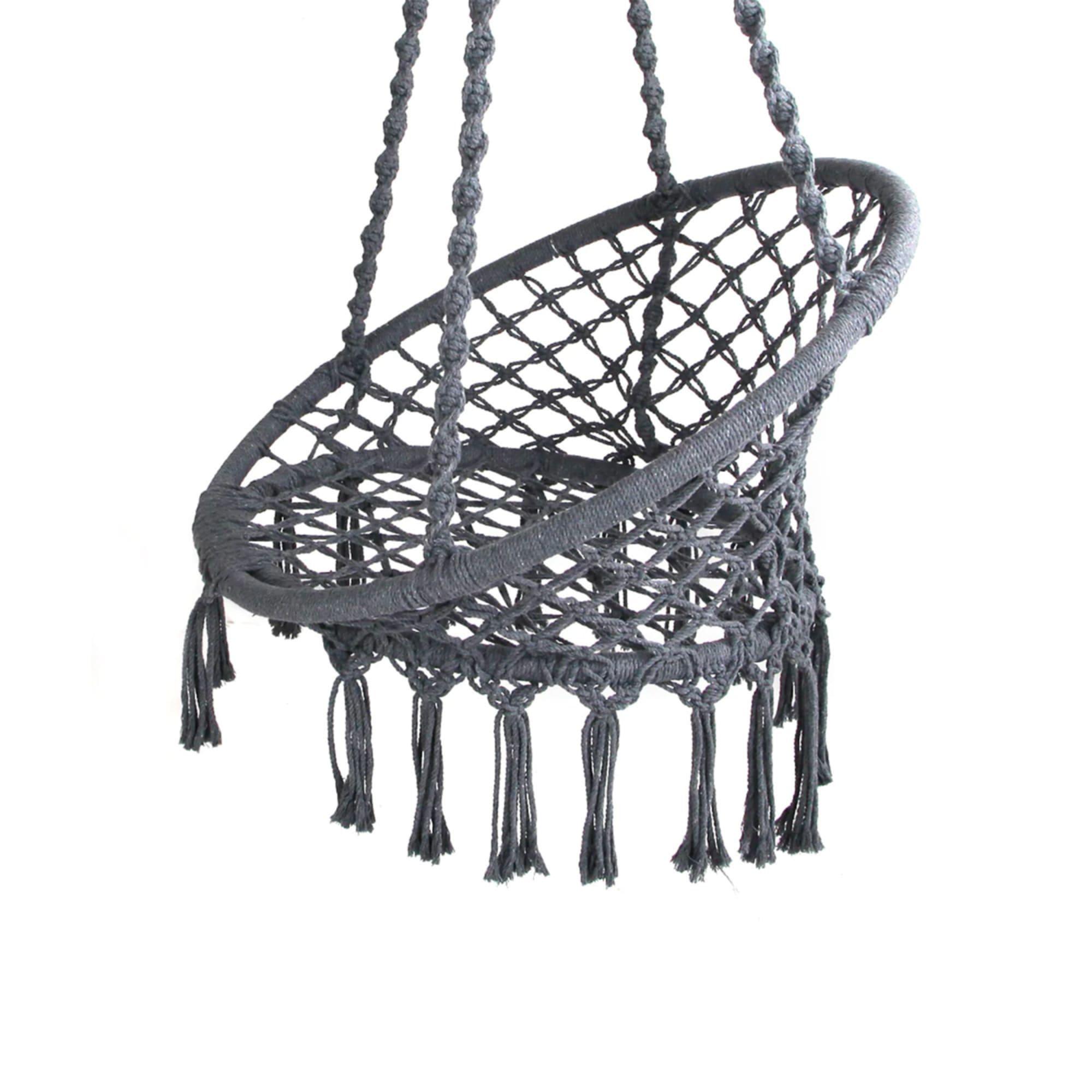 Gardeon Swing Chair Tassel Hammock Grey Image 6