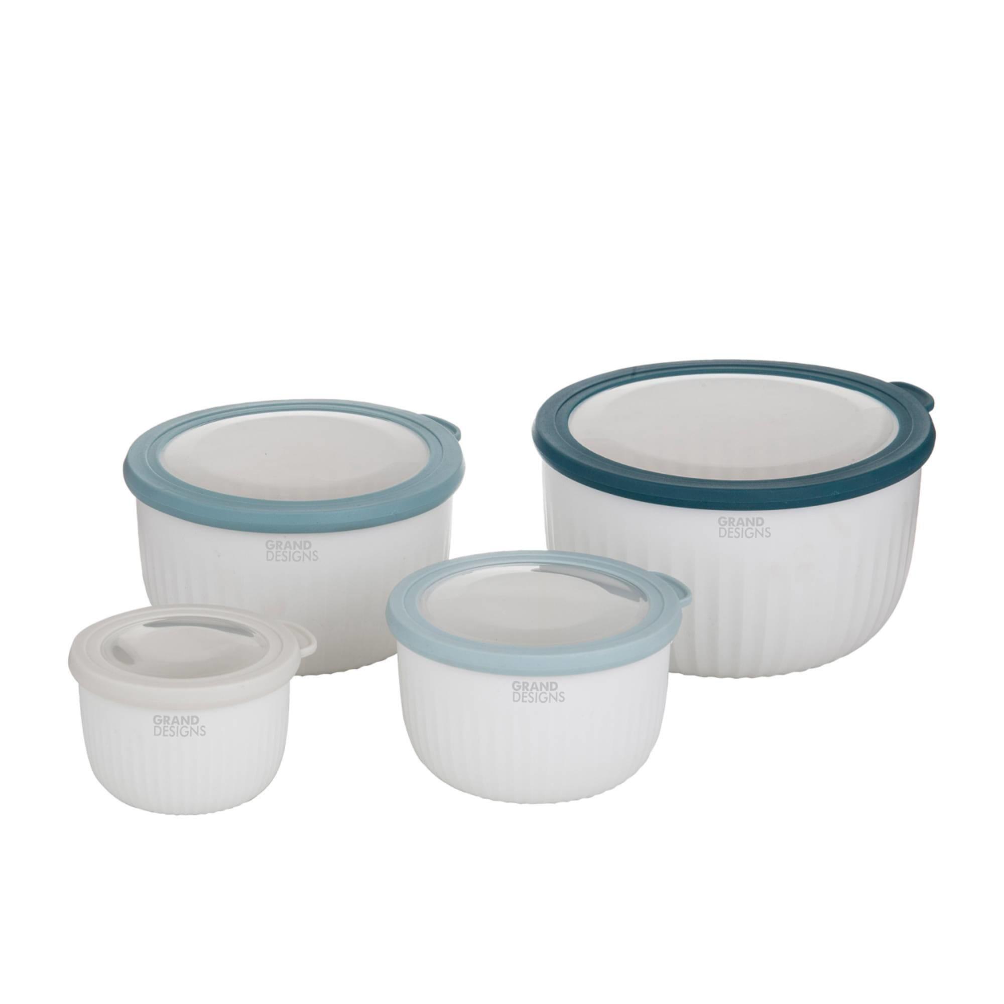 Grand Designs Stack & Store Bowls Set of 4 White/Grey/Green Image 1